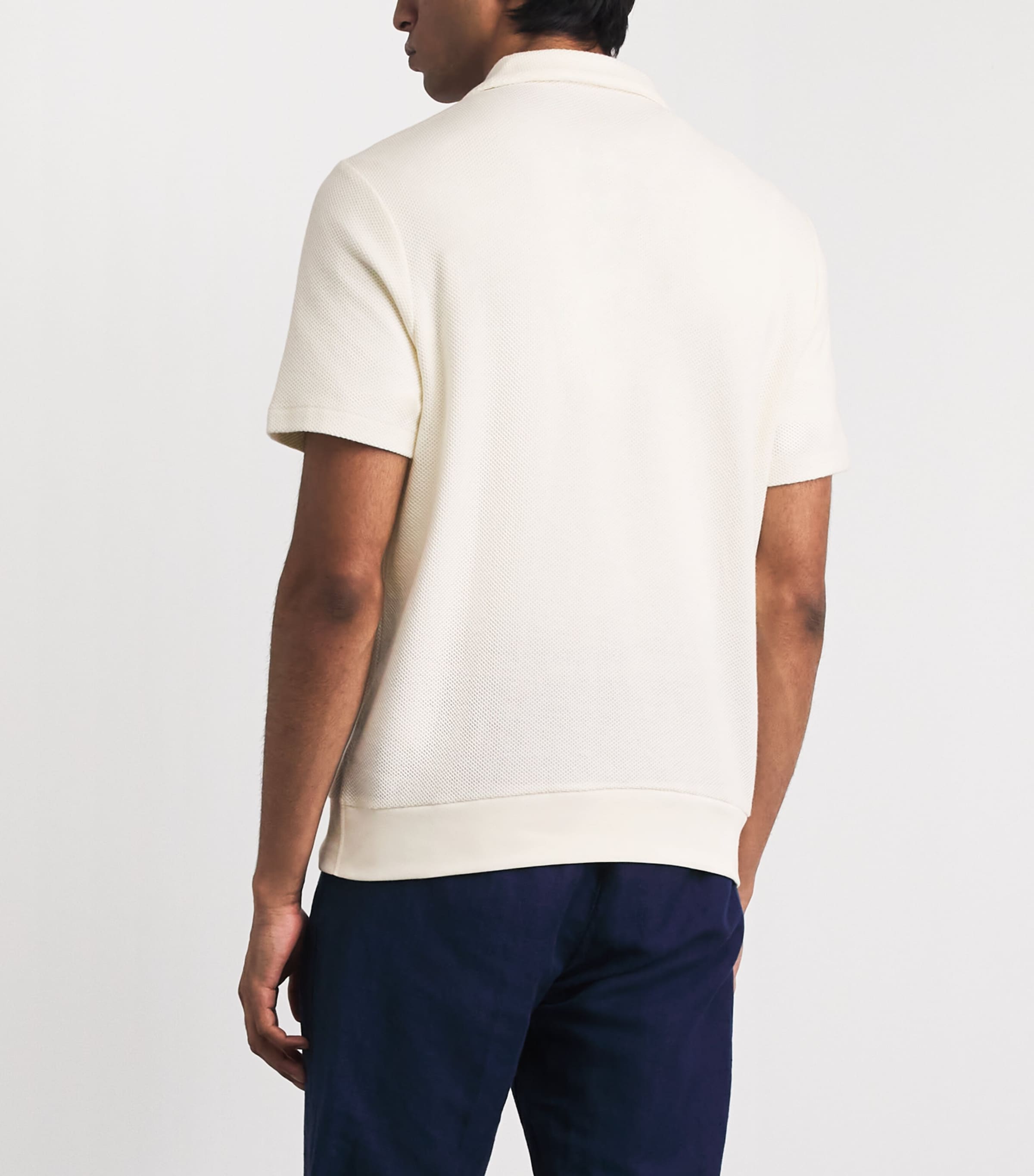 Polo Ralph Lauren Mens Cotton Honeycomb Mesh Polo Shirt Pale Cream Image 5