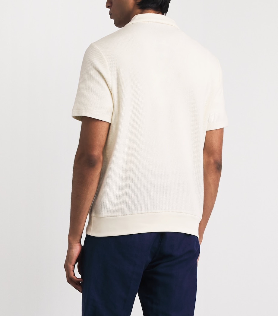 Polo Ralph Lauren Mens Cotton Honeycomb Mesh Polo Shirt Pale Cream Image 5