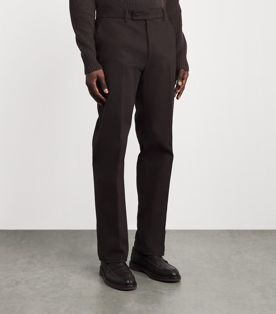 Cotton Flat Front Trousers WALNUT Image 3