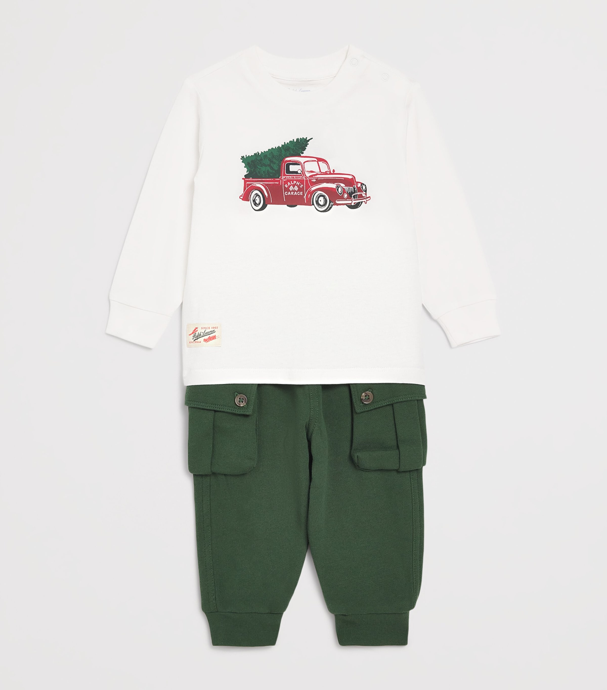 Long-Sleeve Top and Cargo Sweatpants Set (3-24 Months) CREAM Image 3