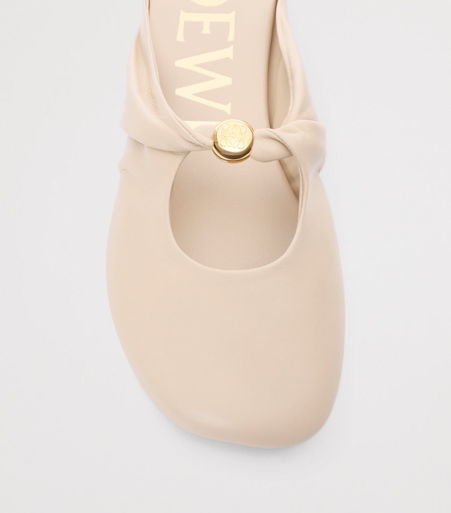 LOEWE Leather Pebble Mules Dough Image 5