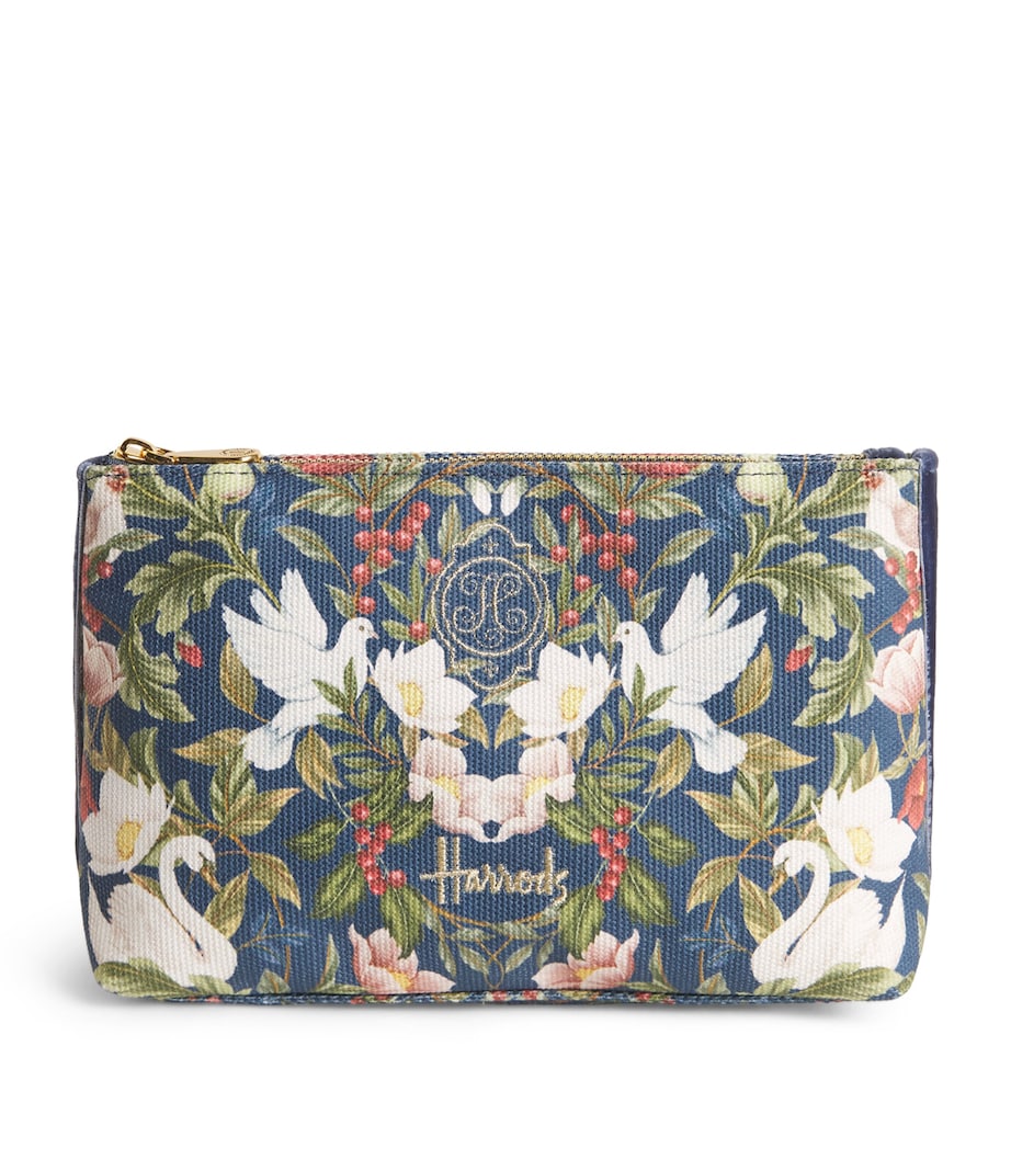 Harrods Small Cotton Partridge Cosmetics Bag Navy Image 1