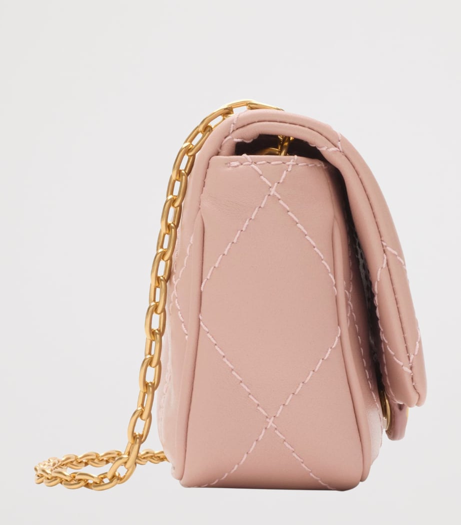 Leather Quilted EKD Clutch Bag ROSE Image 4