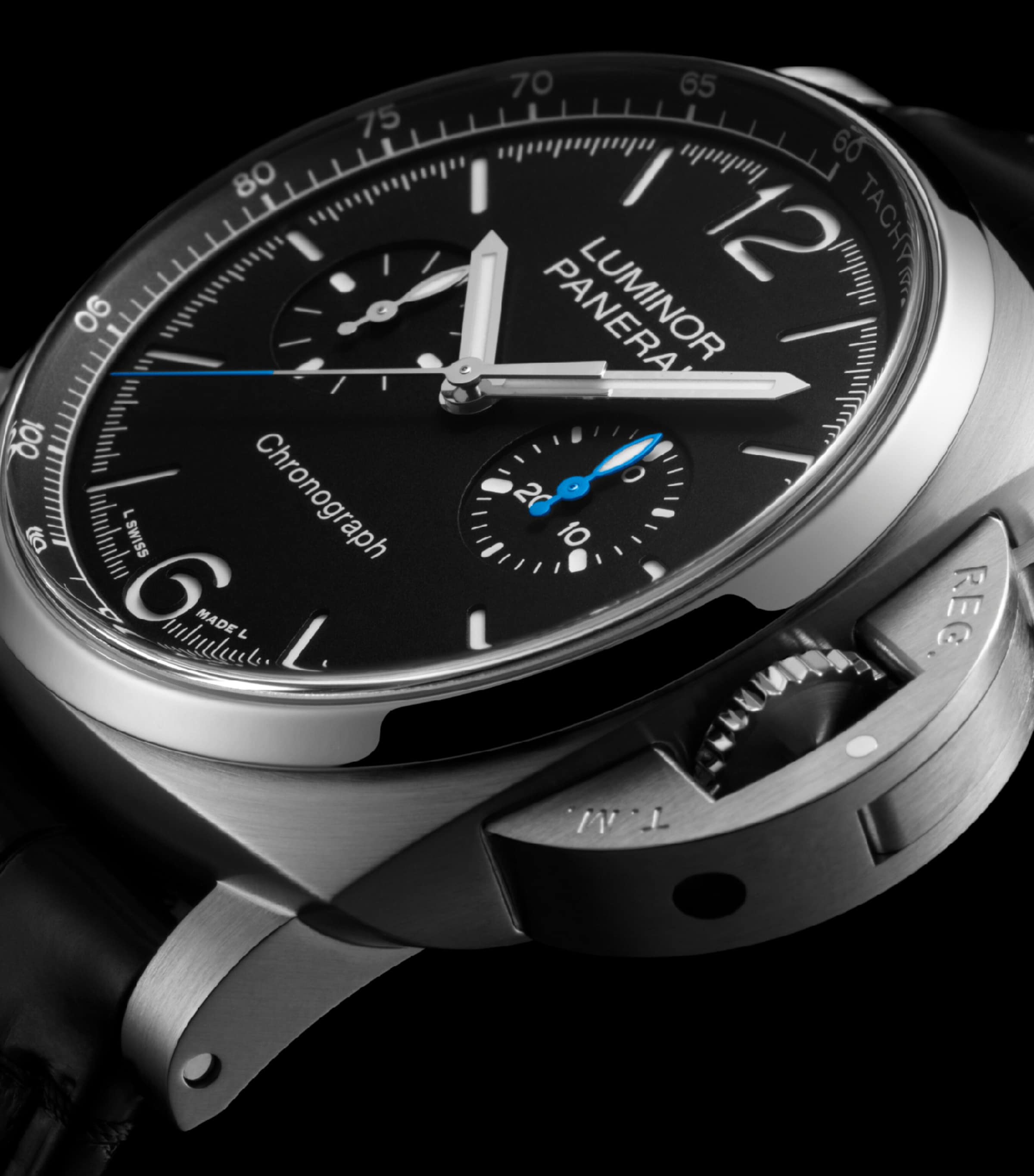 Stainless Steel Luminor Chronograph Watch 44mm BLACK Image 2