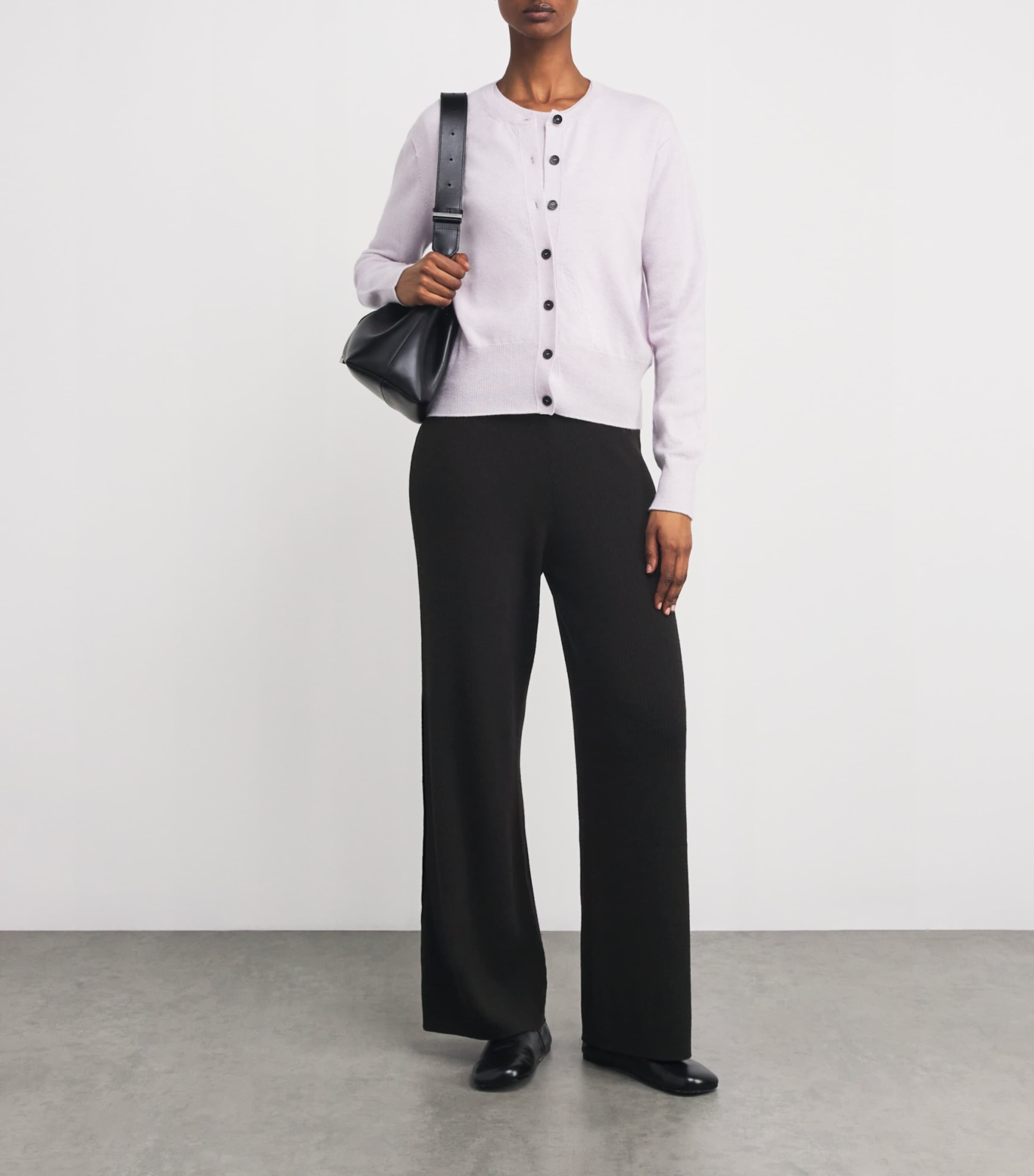 Johnstons Of Elgin Womens Merino Wide-Leg Trousers Black Image 2