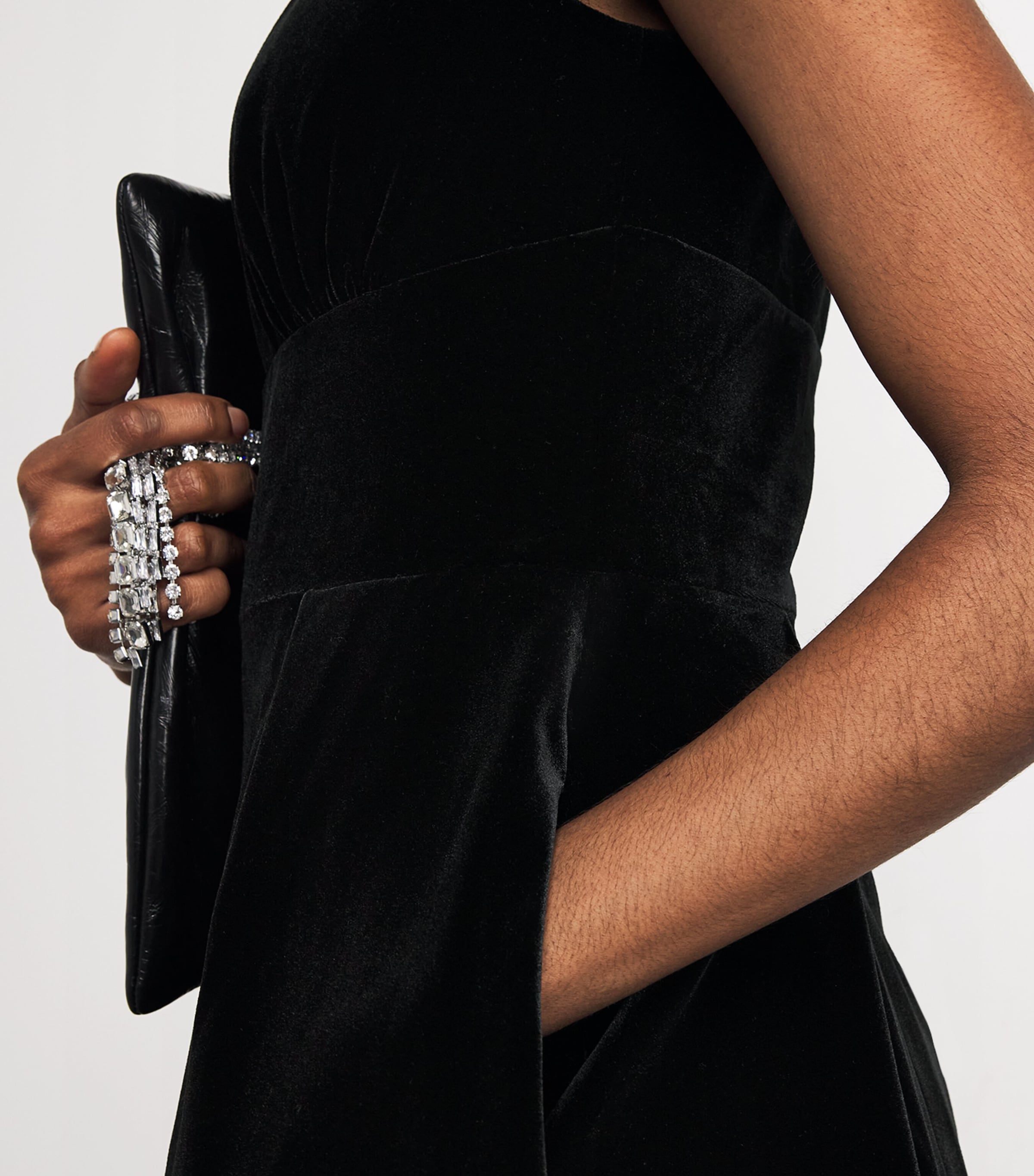 Velvet Embellished Mini Dress BLACK Image 4