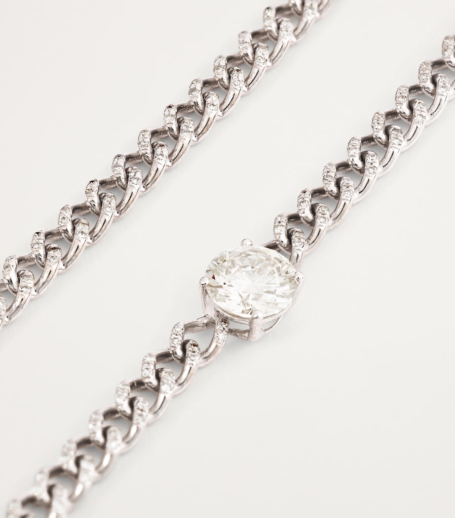 White Gold and Diamond Baby Link Choker Necklace WHITE GOLD Image 3