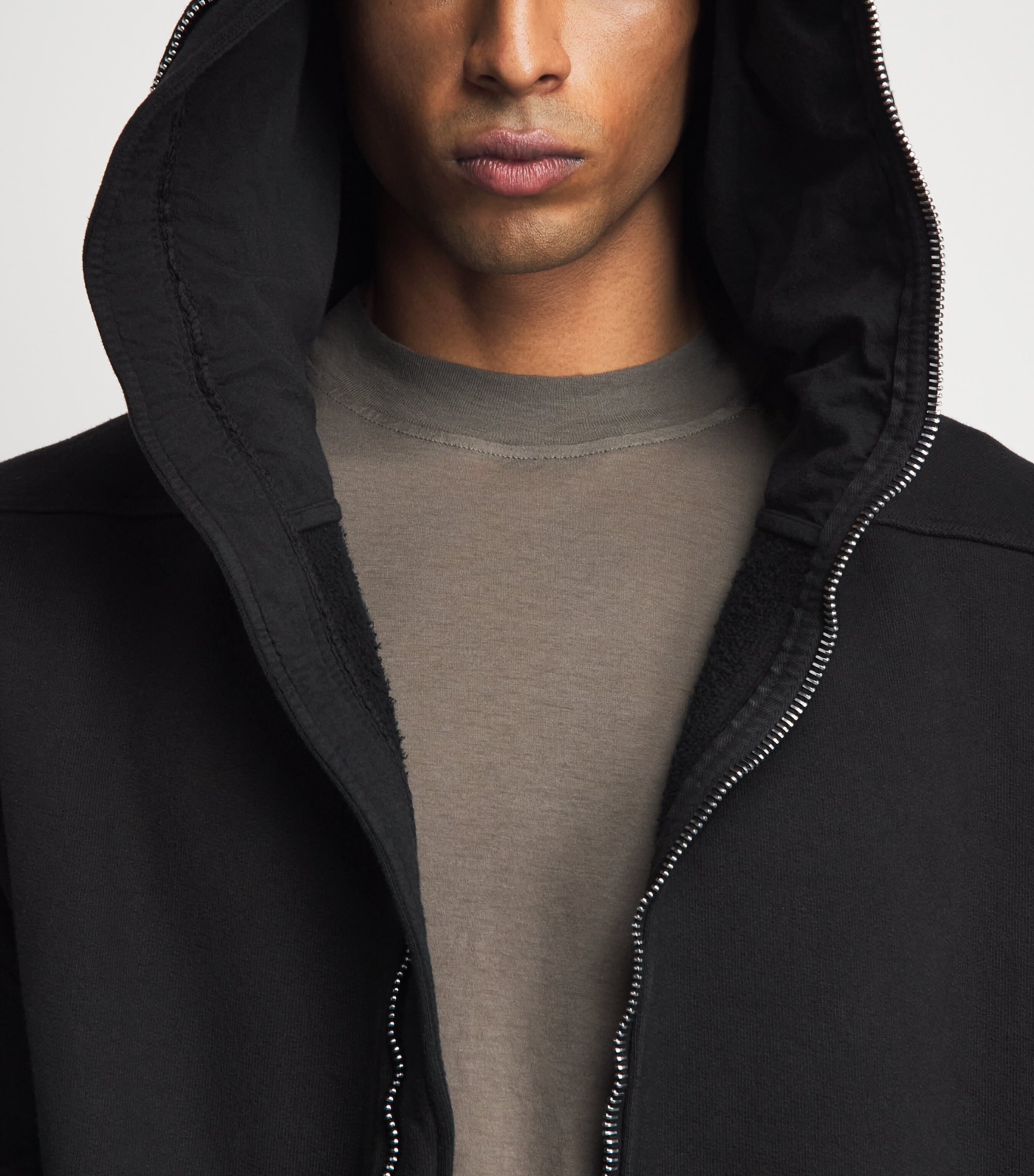 Rick Owens Mens Stretch-Cotton Gimp Coat Black Image 3