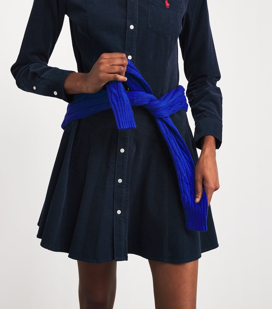 Cotton Corduroy Mini Shirt Dress NAVY Image 4