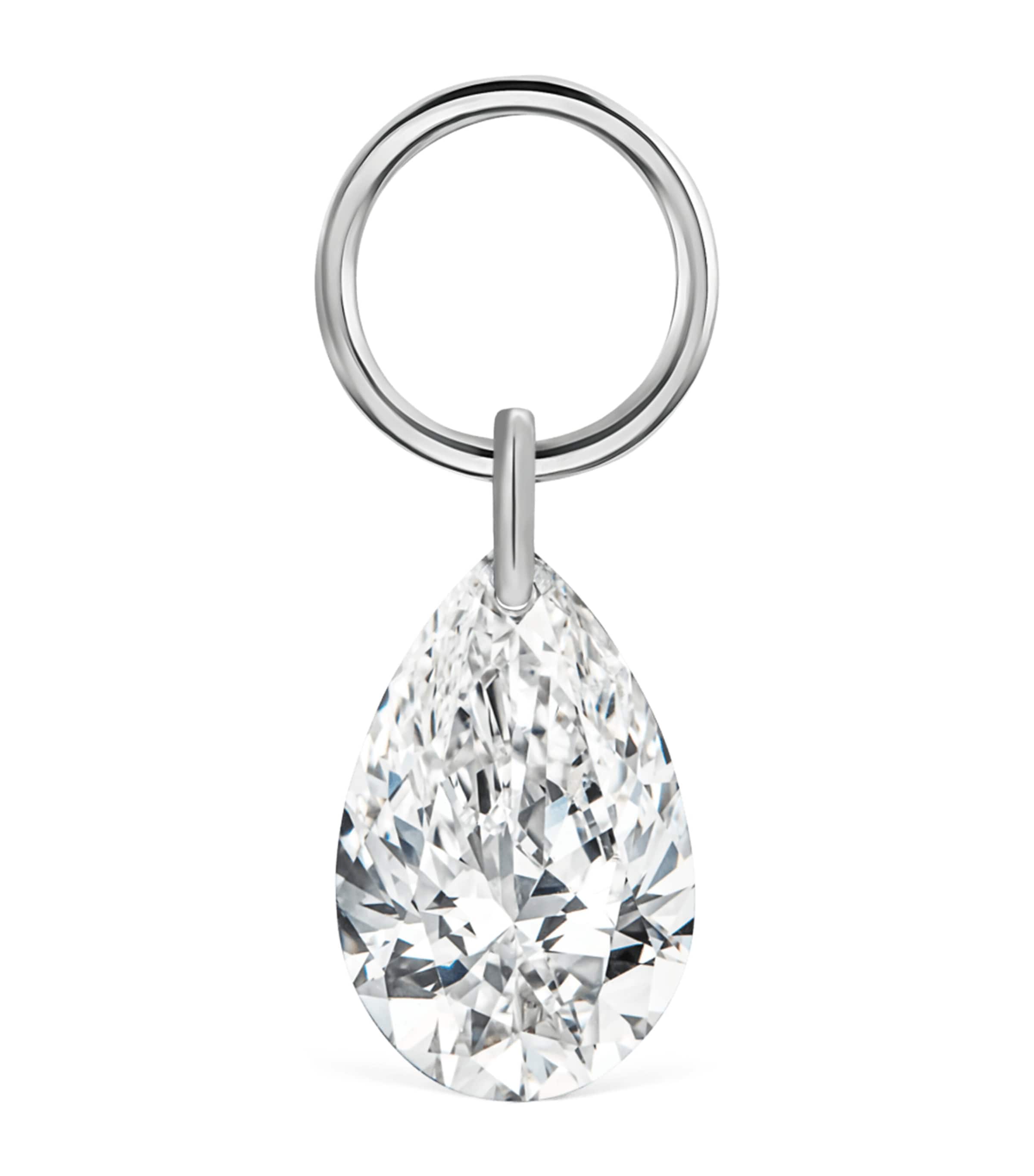 Maria Tash Pear Floating Diamond Charm In White