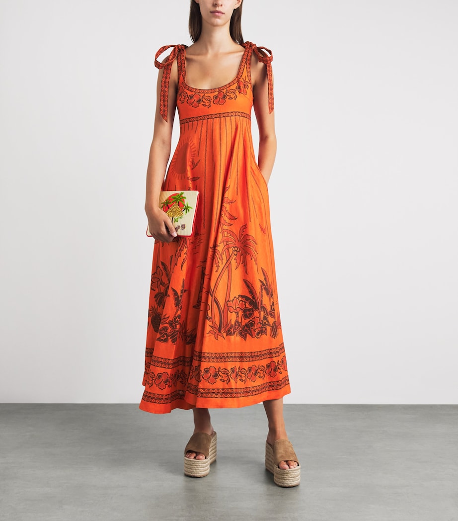 ALEMAIS Womens Linen Boathouse Shift Dress Orange Image 2