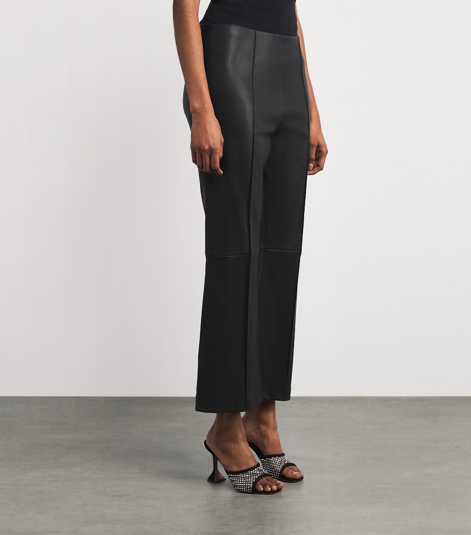 Leather Irina Flared Trousers BLACK Image 3