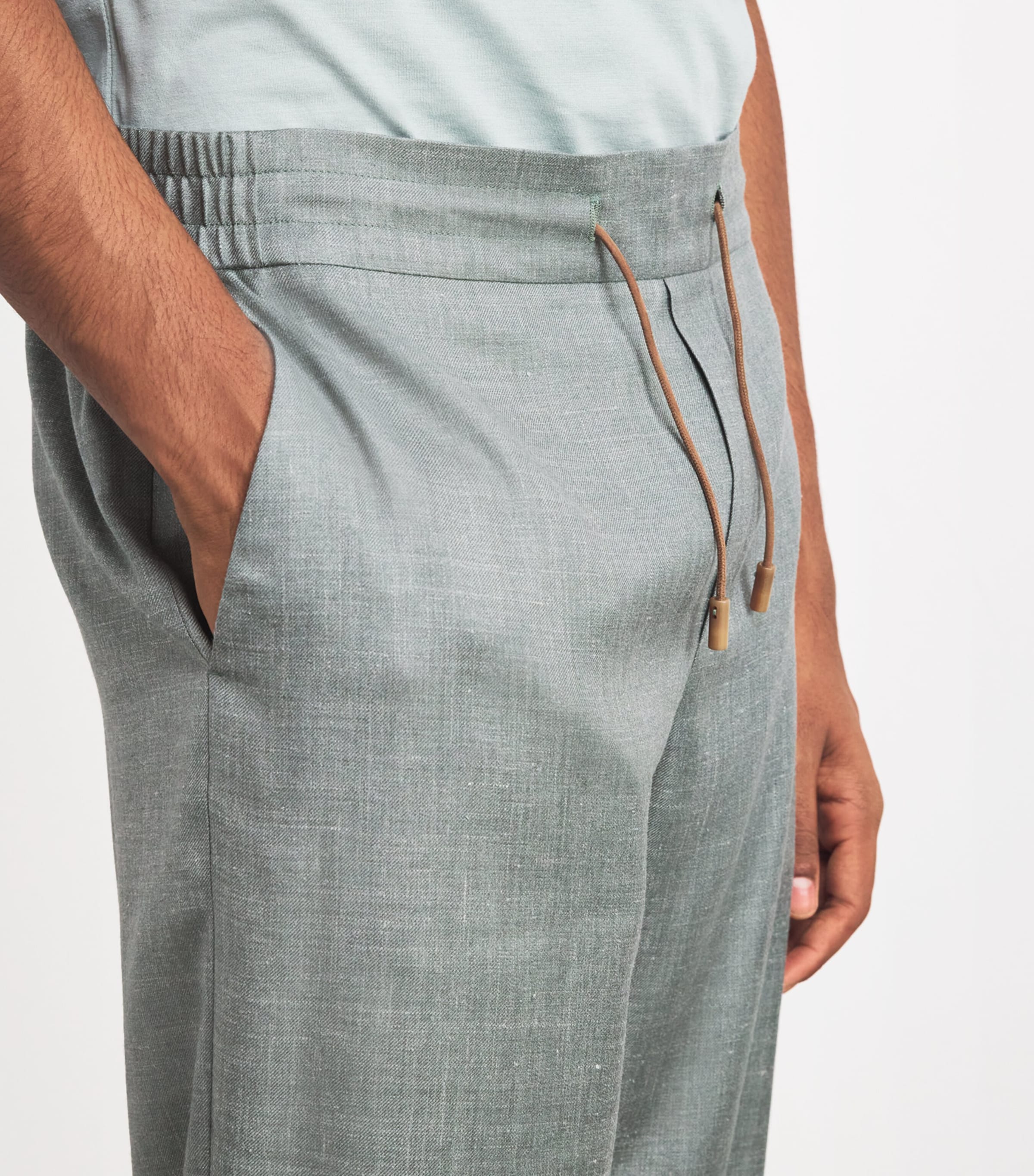 Cashmere-Silk-Linen Trousers 62634 SAGE Image 6