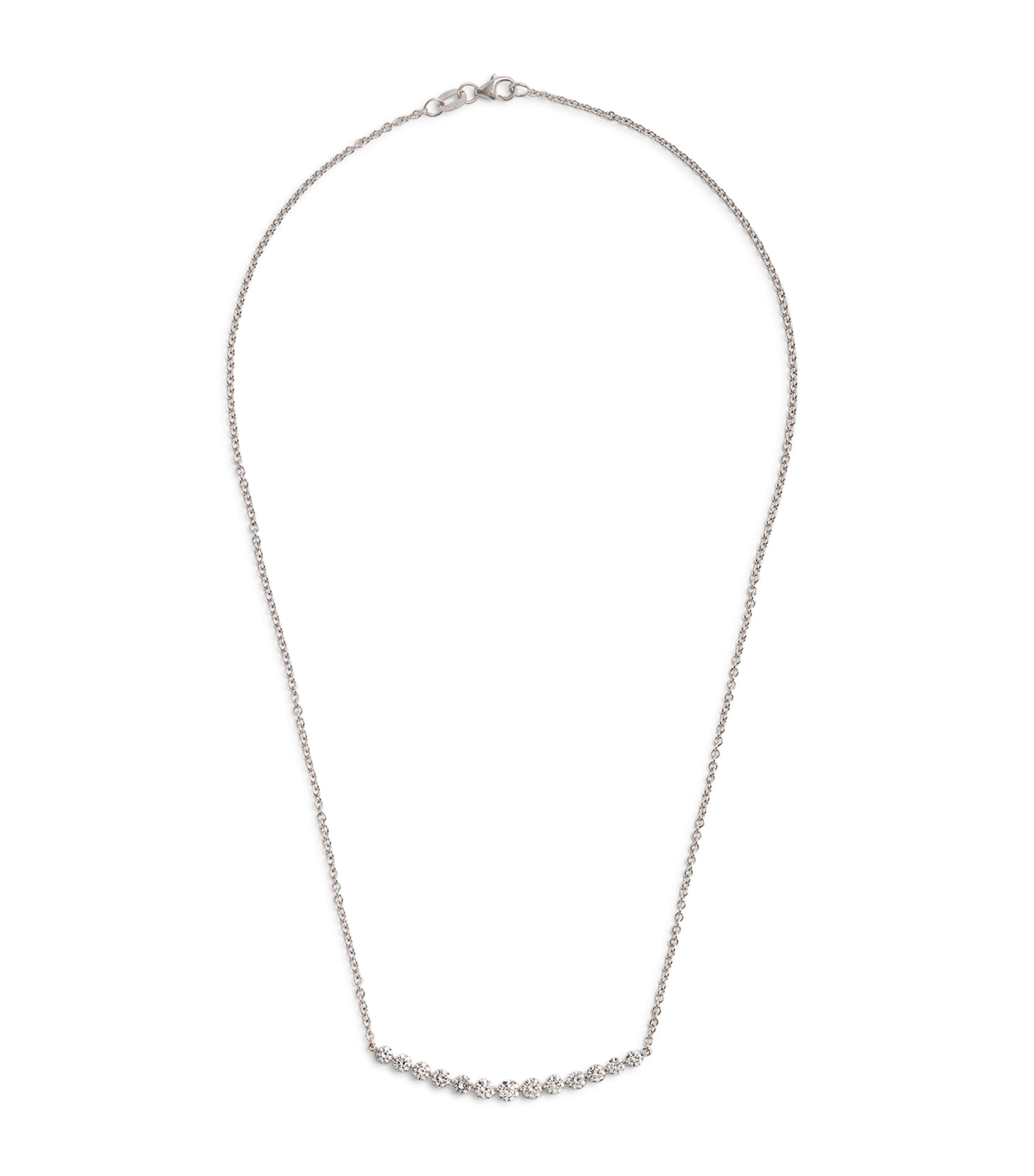 White Gold and Diamond Crescent Necklace
