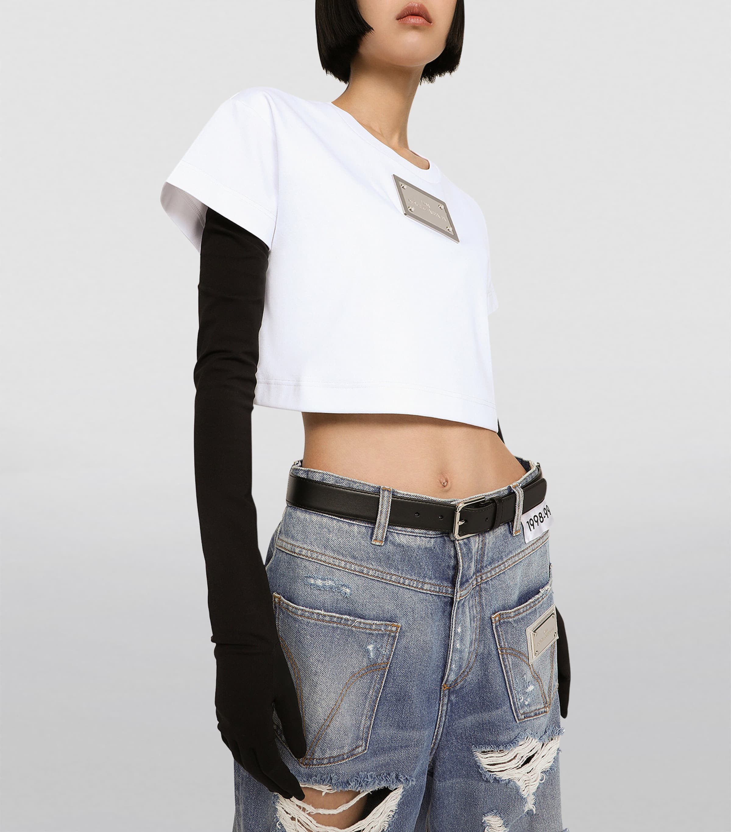 Tシャツ・カットソー Dolce & Gabbana 'Kim Dolce&Gabbana' shoulder cover Dolce&Gabbana Stamp Logo Crewneck T-Shirt | Saks Fifth Avenue