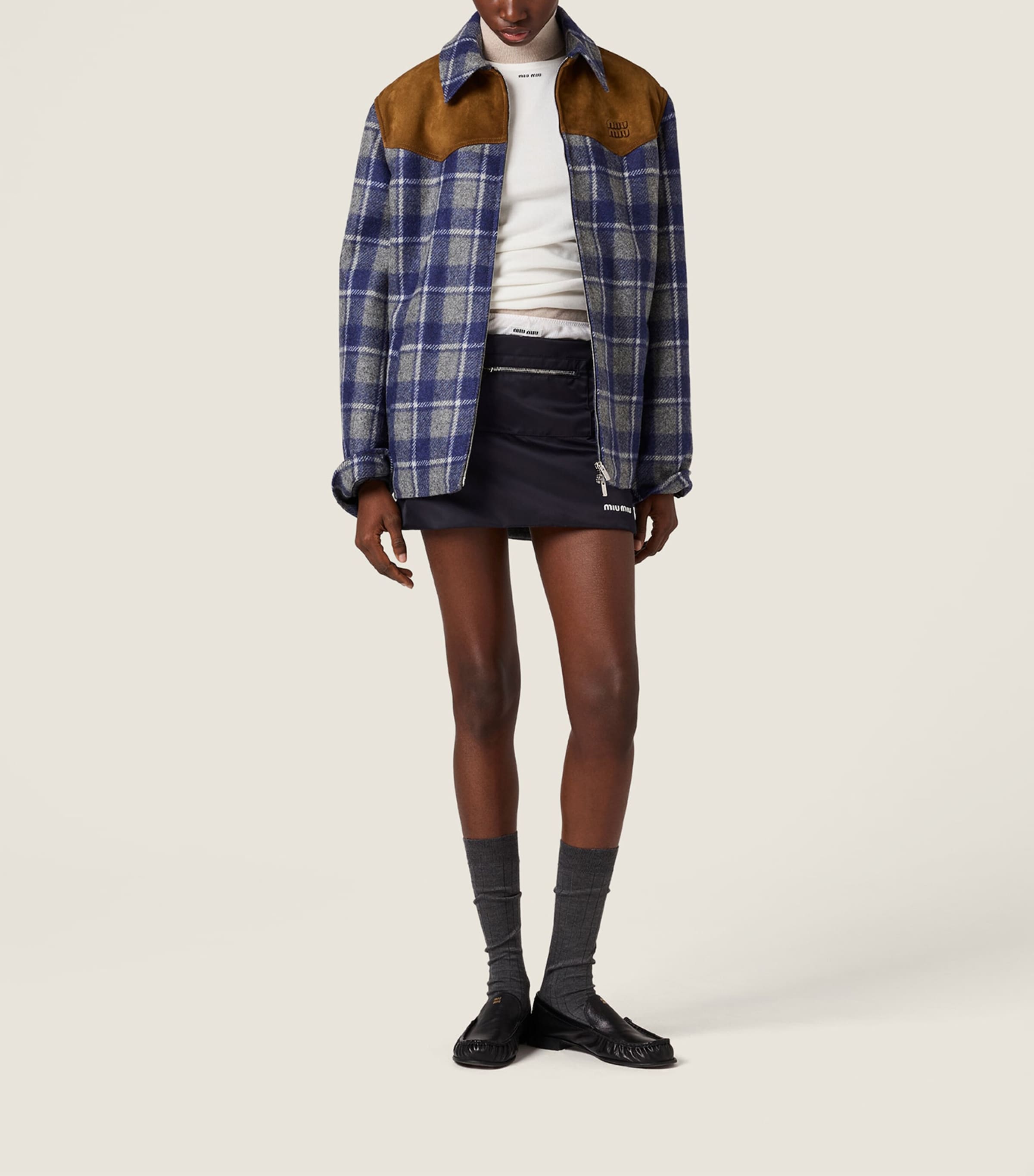 Miu Miu Womens Technical Gazar Mini Skirt Image 2