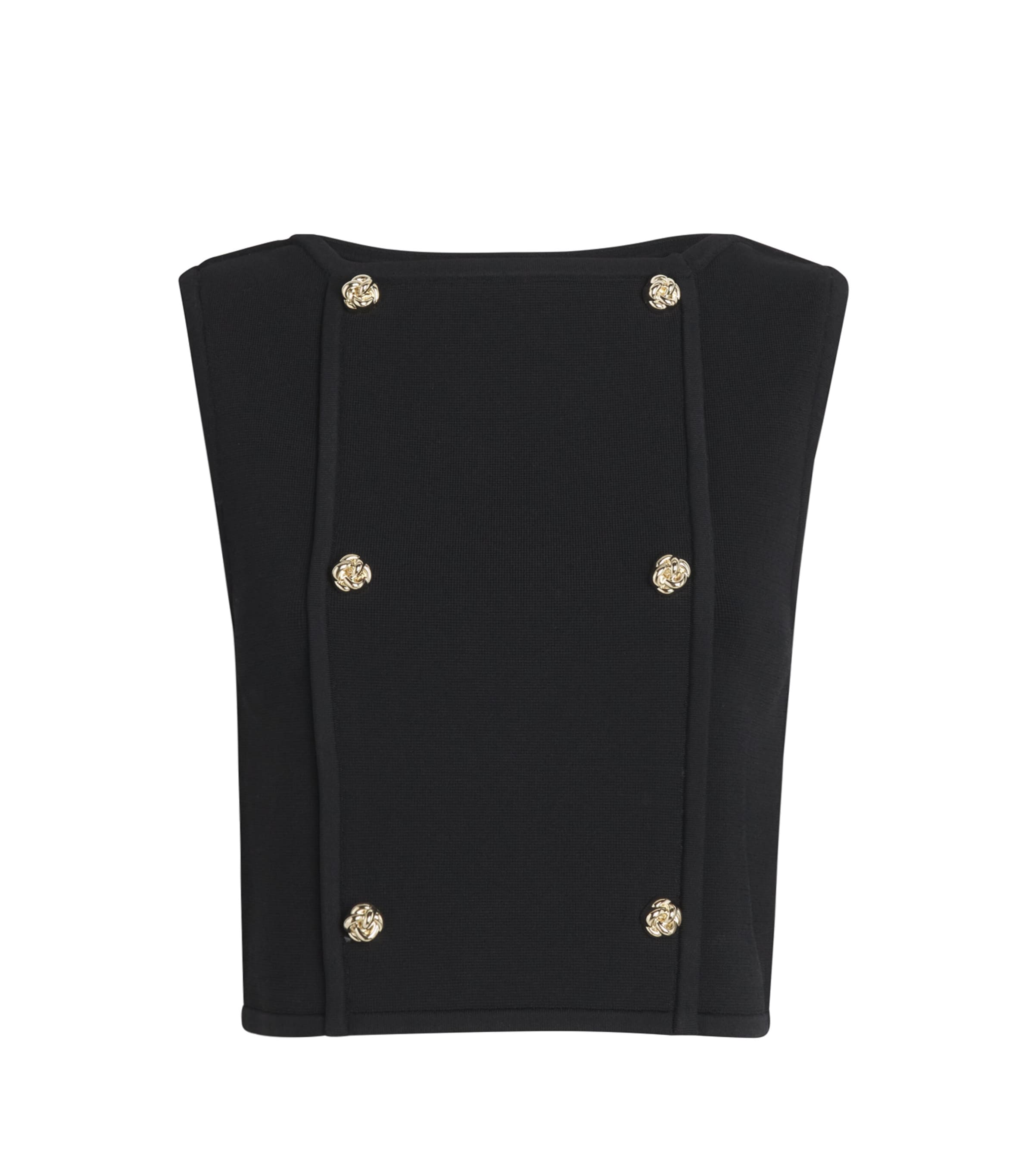 Sandro Button-embellished Cropped Sweater In Black