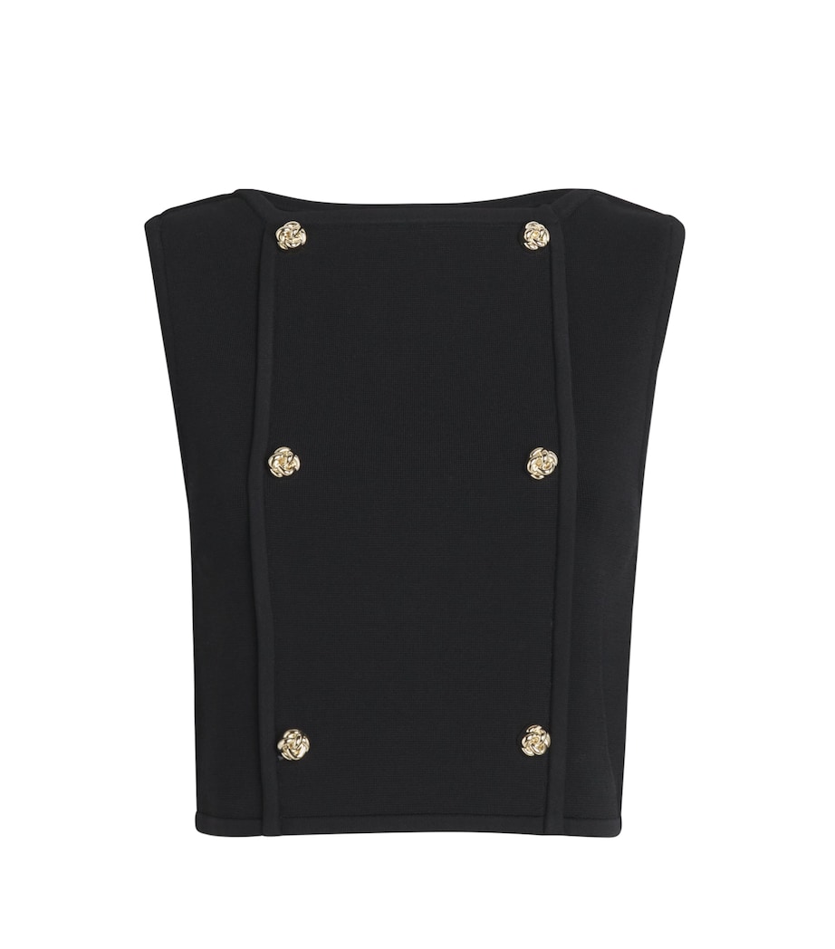 Button-Embellished Cropped Sweater BLACK Image 1