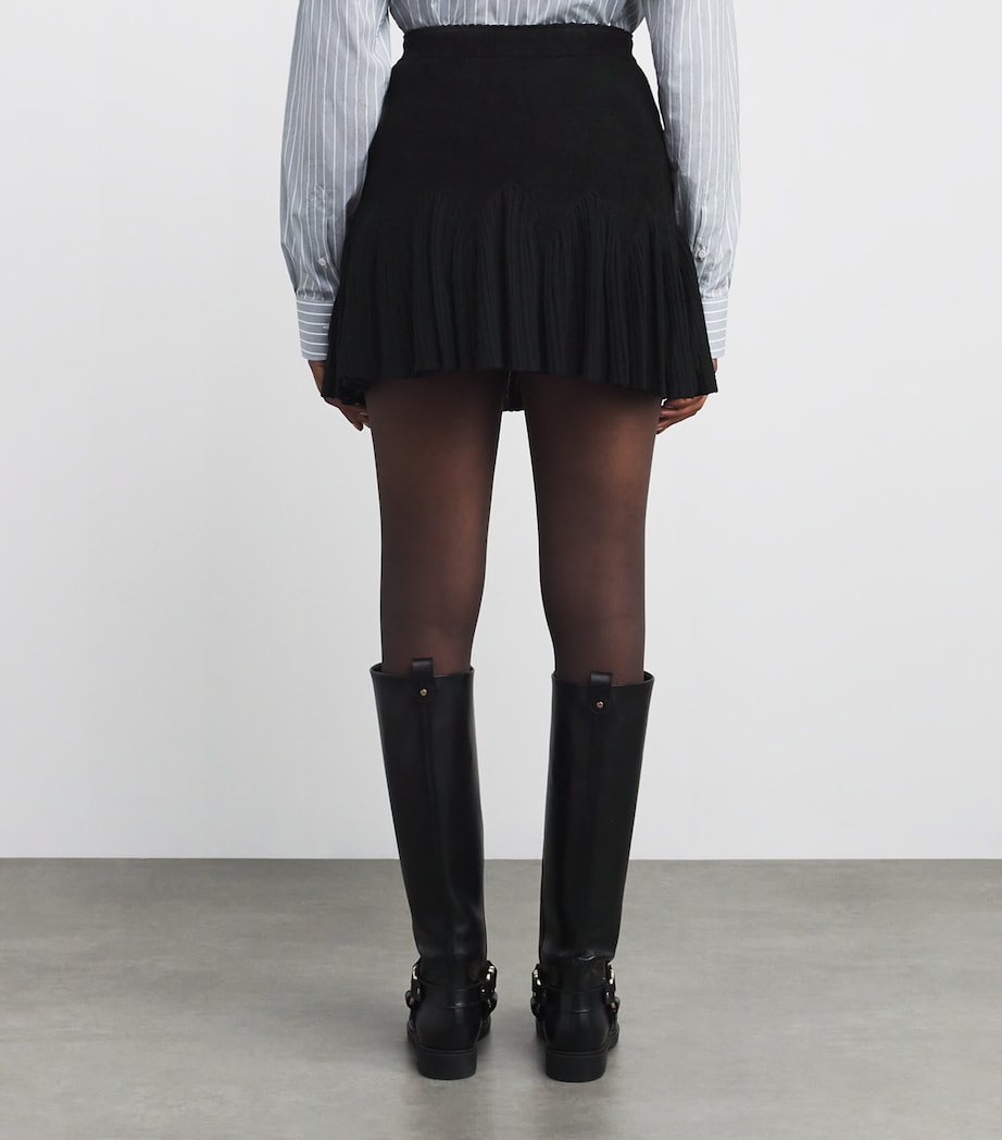 Velvet Ruffled Mini Skirt BLACK Image 4