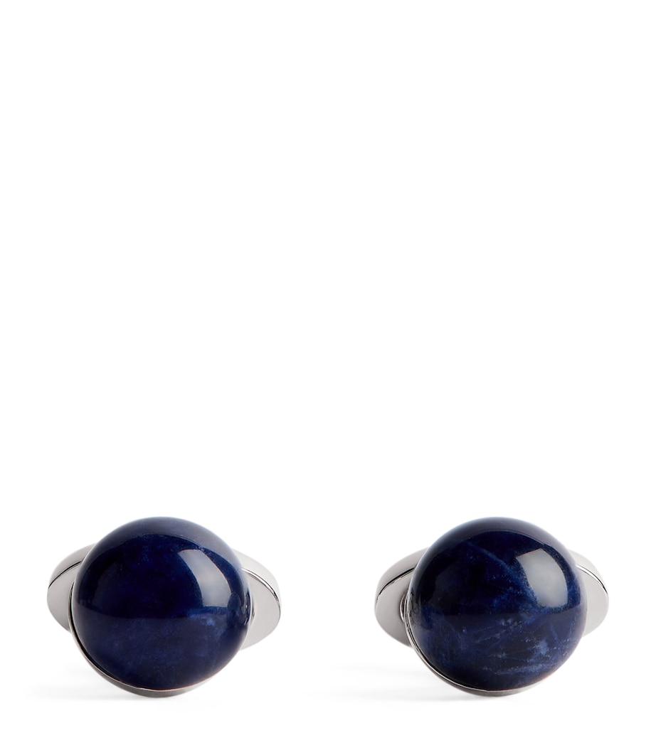 Babette Wasserman Rhodium-Plated Sodalite Power Orb Cufflinks Sodalite Image 1