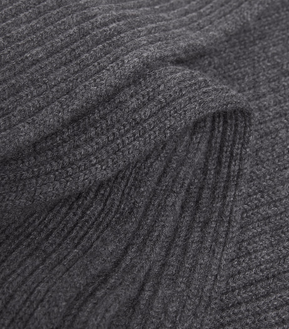 Wool-Cashmere-Silk Cardigan-Stitch Scarf SMOKE Image 4