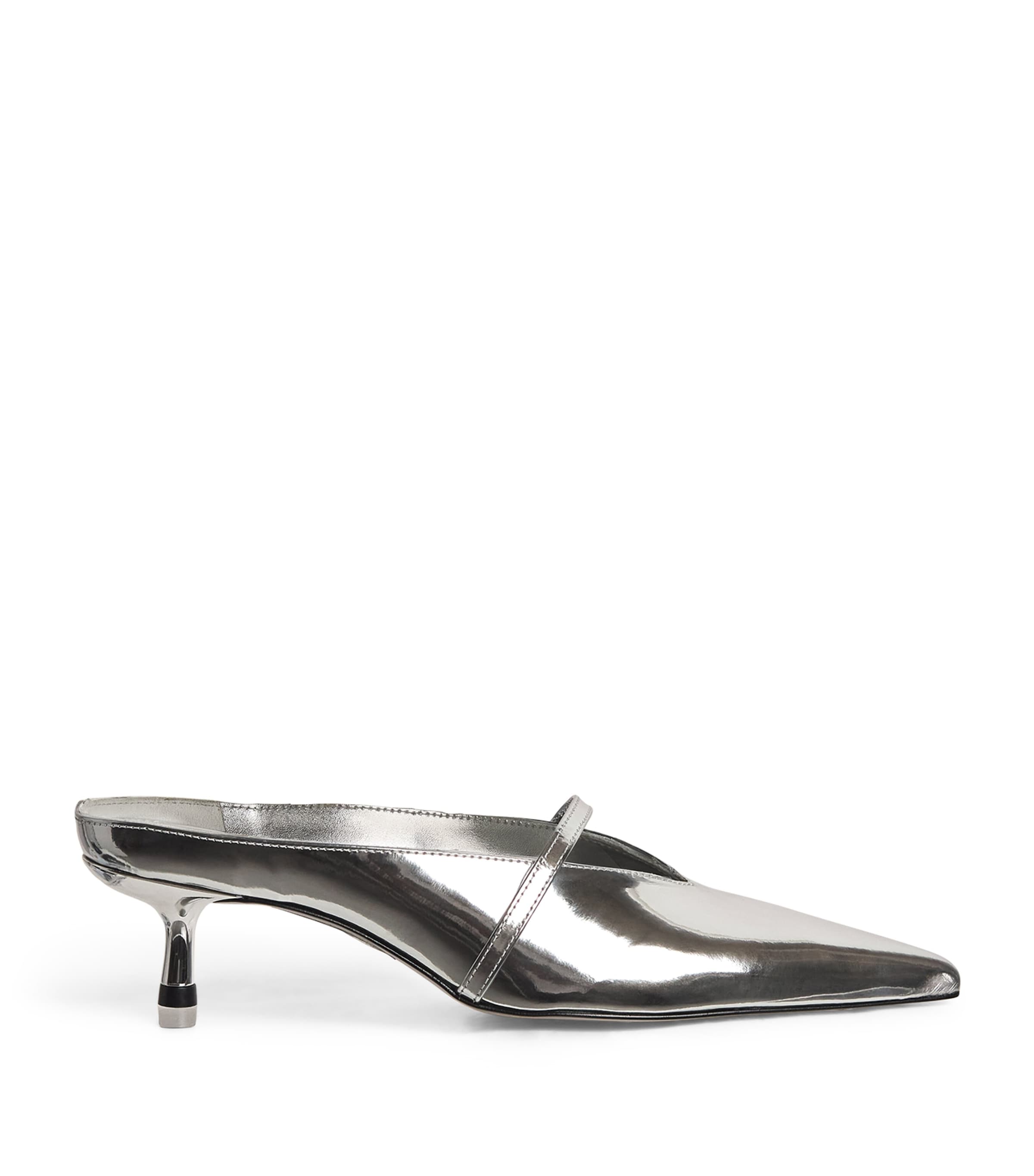 Shop Simkhai Leather Sylvie Mary Jane Mules 45 In Silver