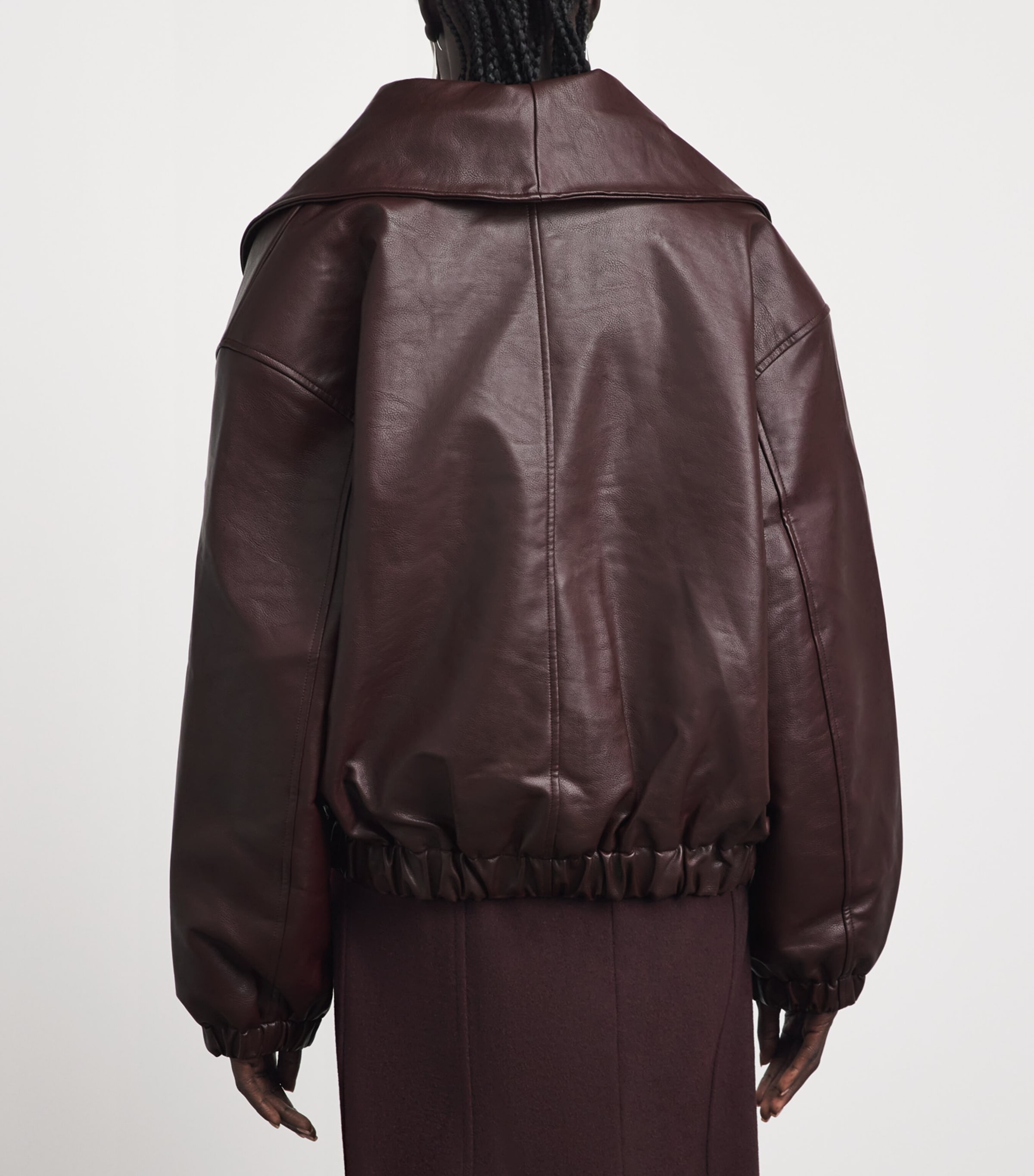 Source Unknown Womens Faux Leather Eleni Bomber Jacket Bg Image 5