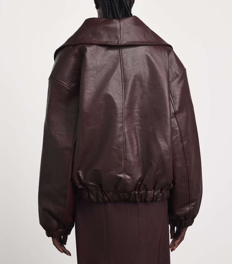 Source Unknown Womens Faux Leather Eleni Bomber Jacket Bg Image 5