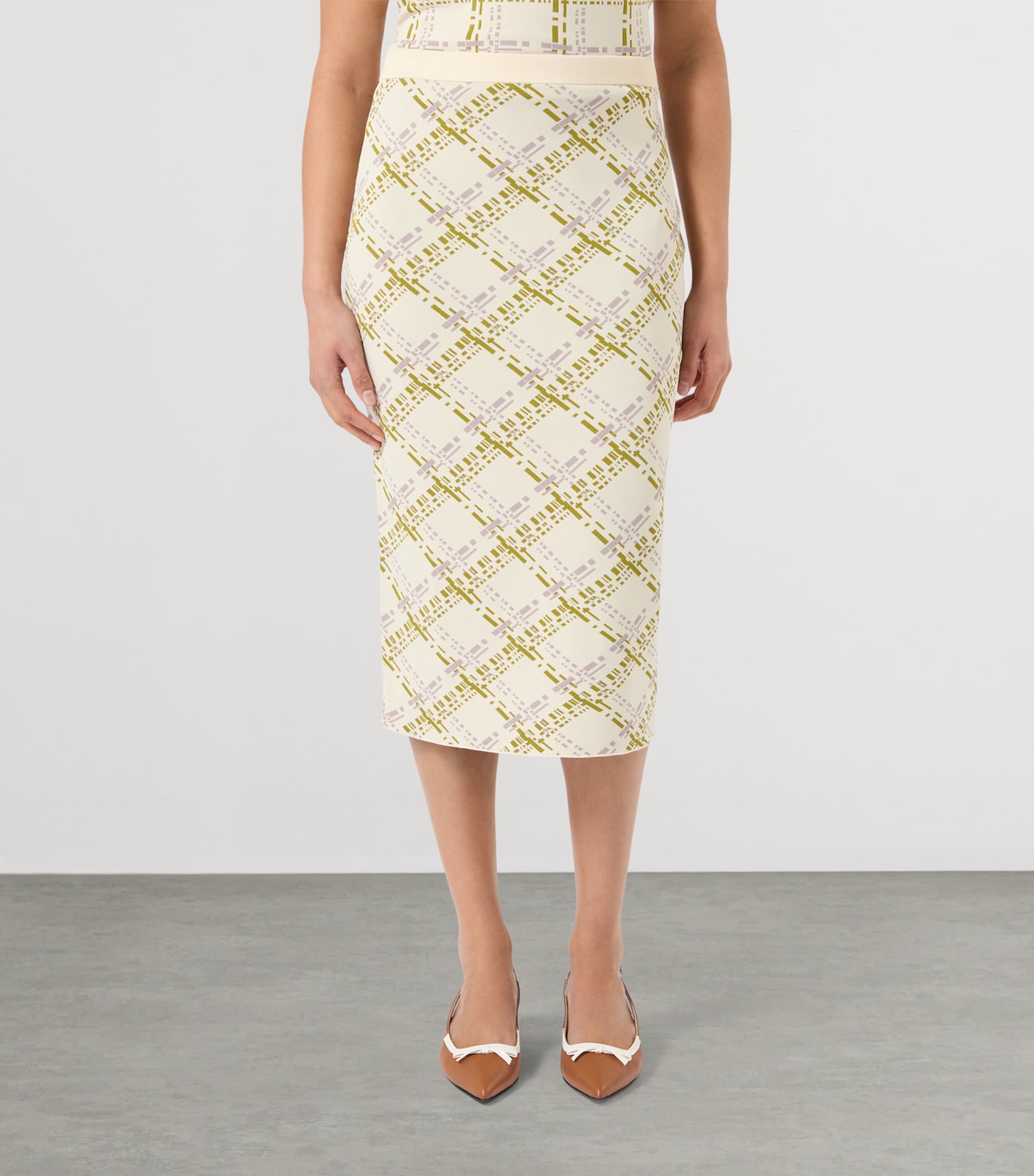 Marina Rinaldi Womens Jacquard Knit Midi Skirt Ivory Image 3