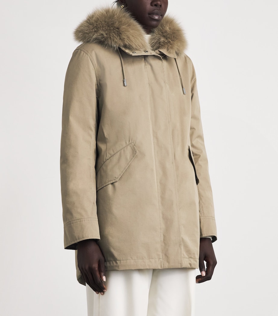 Yves Salomon Womens Down Fur-Trim Technical Parka Coat Image 4