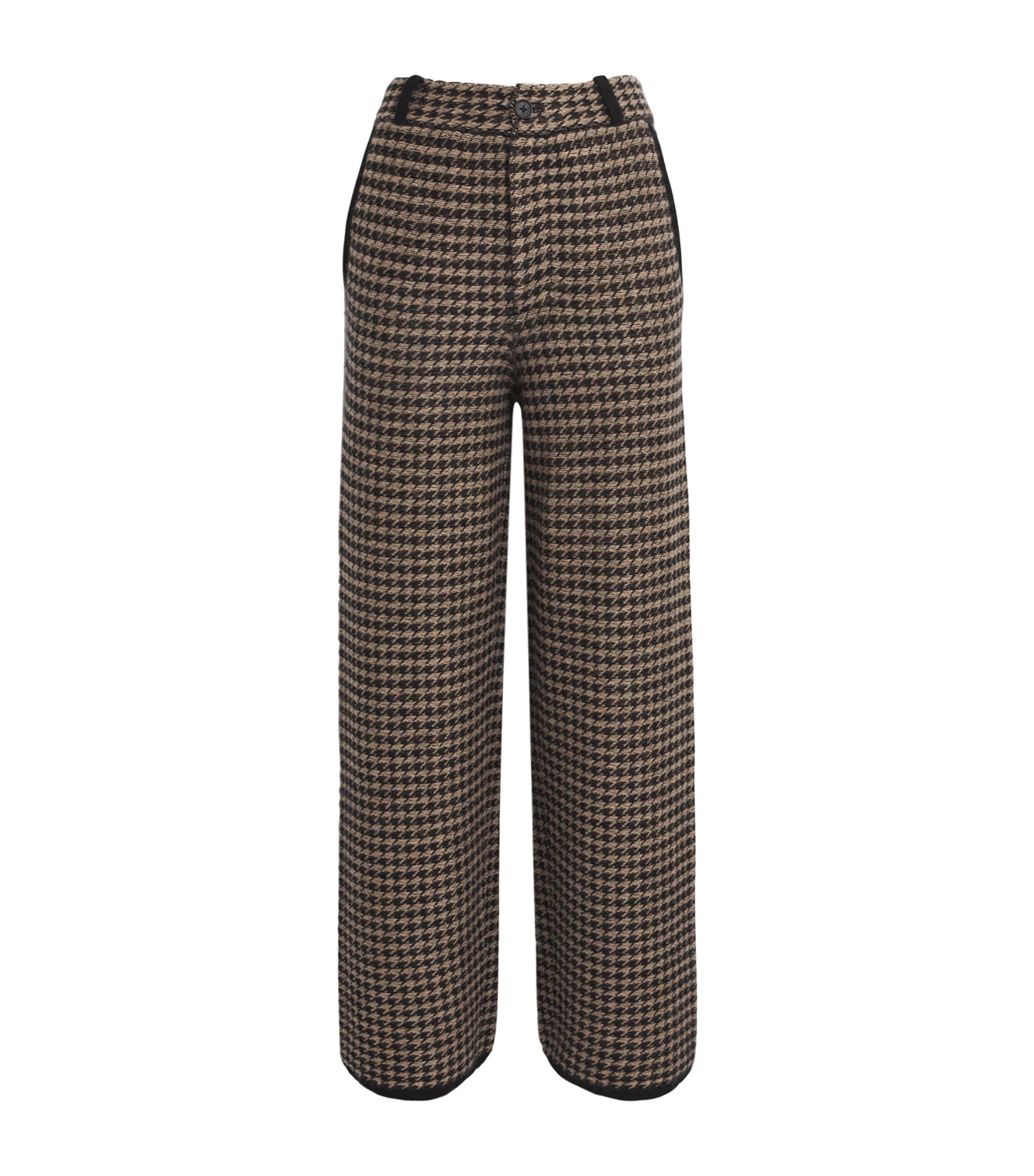 Guest In Residence Cashmere Houndstooth Tailored Trousers In Brown