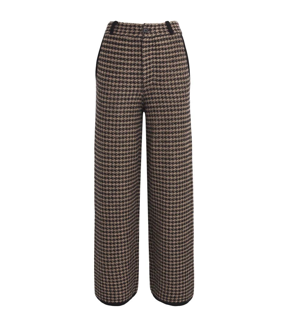Cashmere Houndstooth Tailored Trousers BLACK/DUNE Image 1