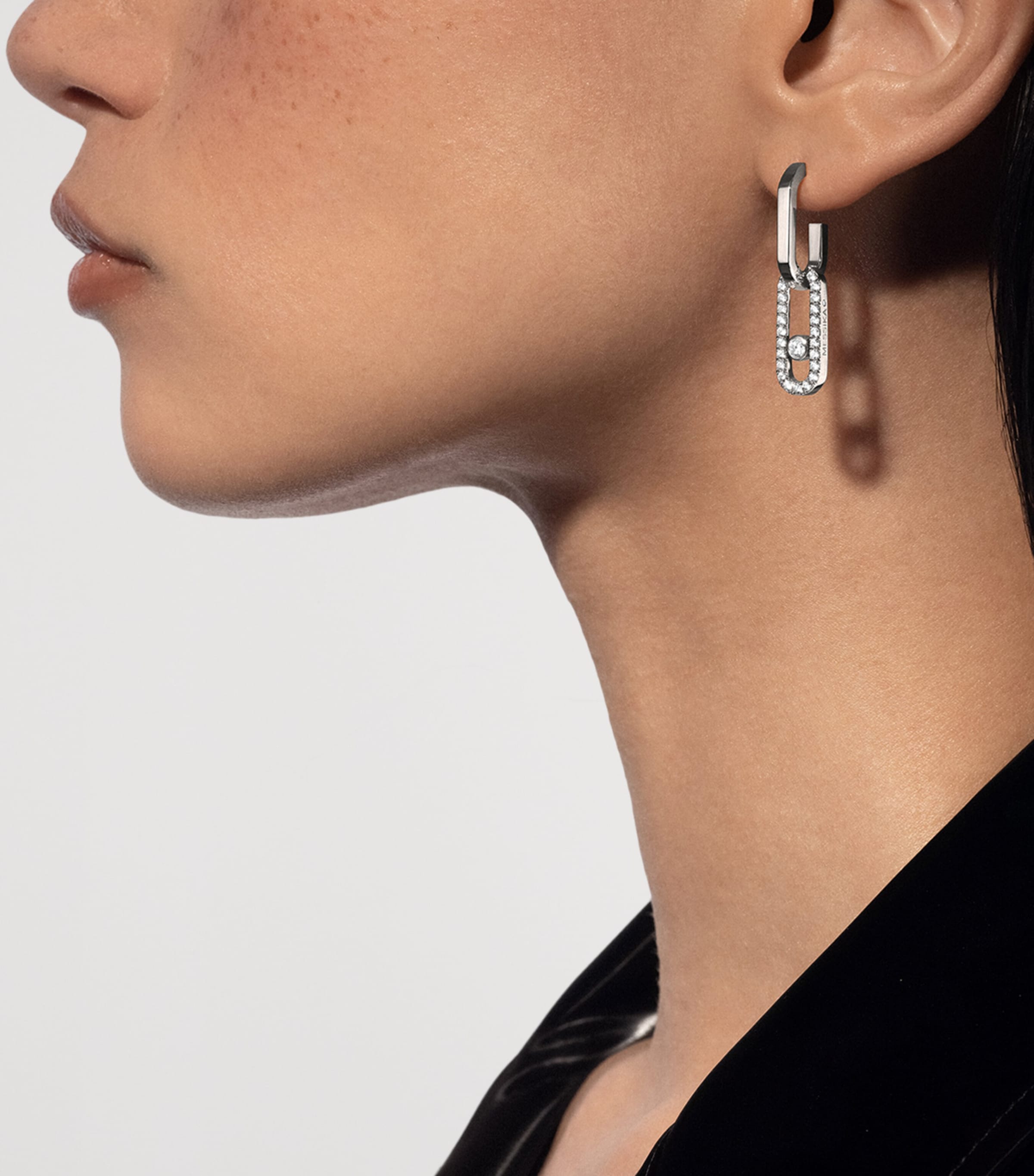 Messika Move Link White Gold and Diamond Drop Earrings (0.85ct) White Gold Image 2