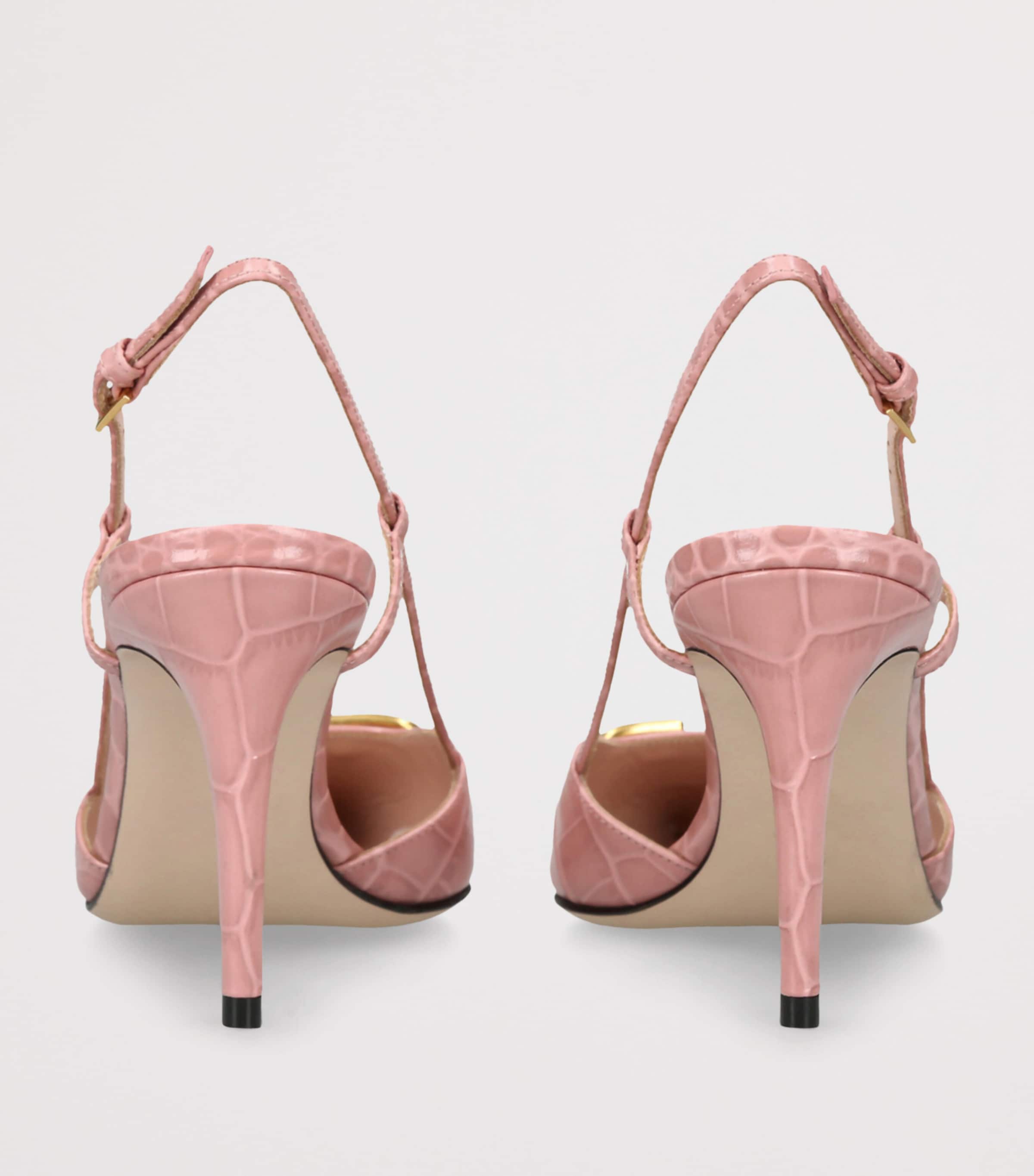 Croc-Embossed VLogo Slingback Pumps 80 PINK Image 2