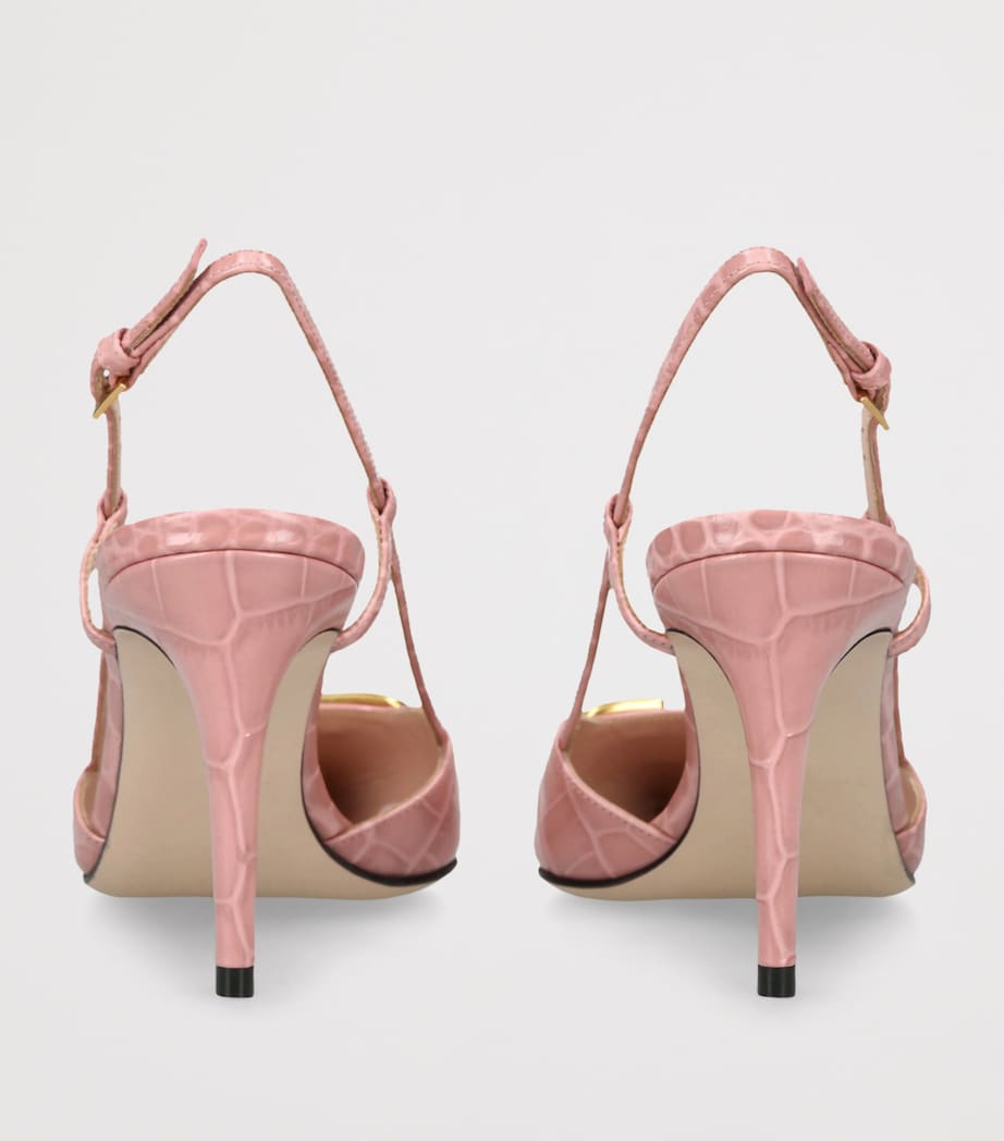 Croc-Embossed VLogo Slingback Pumps 80 PINK Image 2