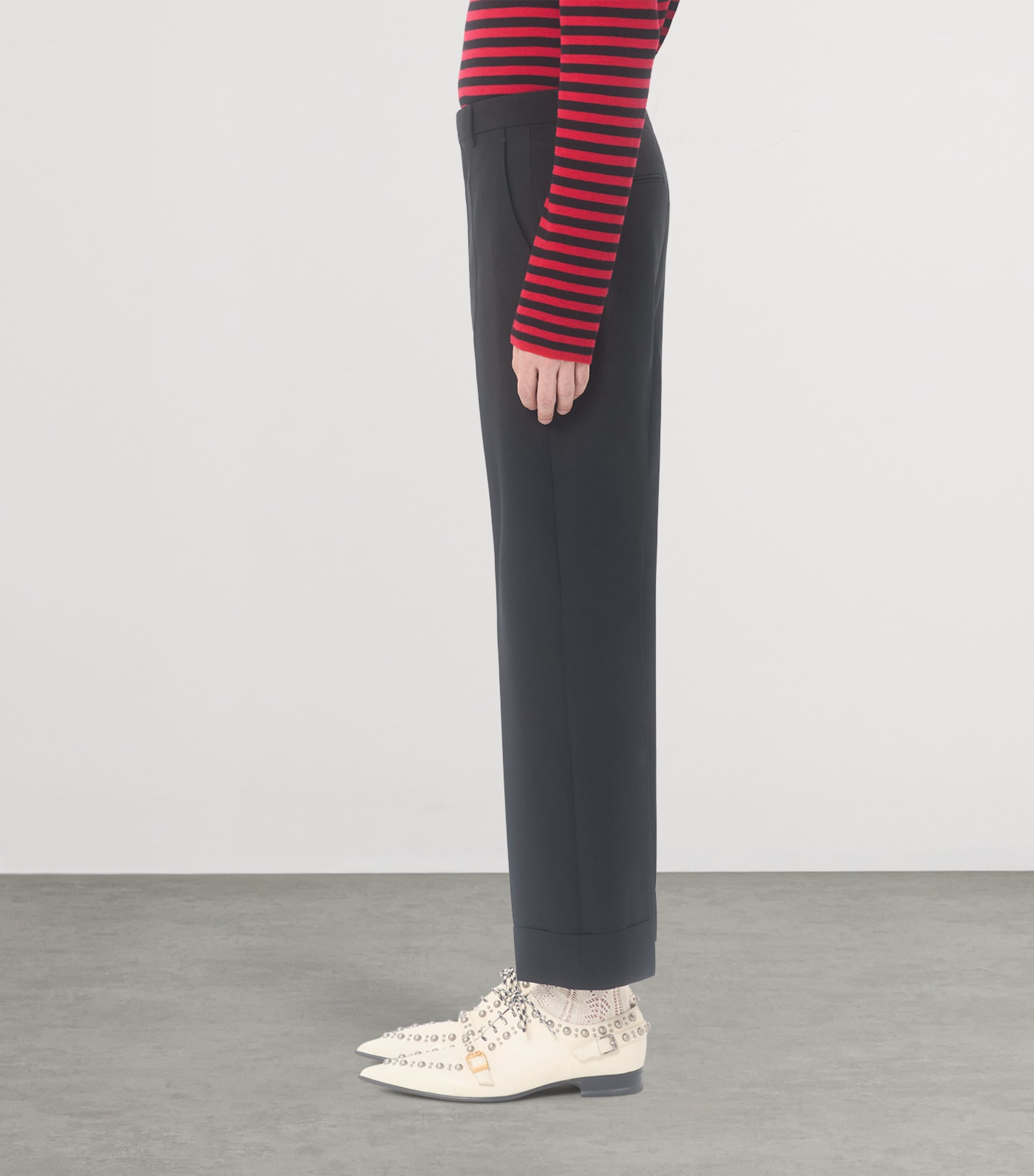 Virgin Wool Flared Trousers 0NO Image 3