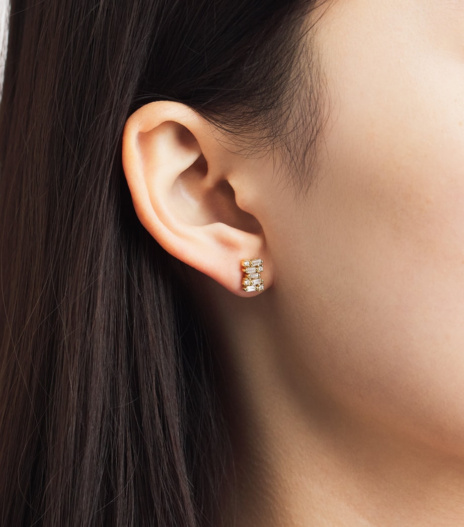Suzanne Kalan Yellow Gold and Diamond Shimmer Stud Earrings Yg/wd Image 2