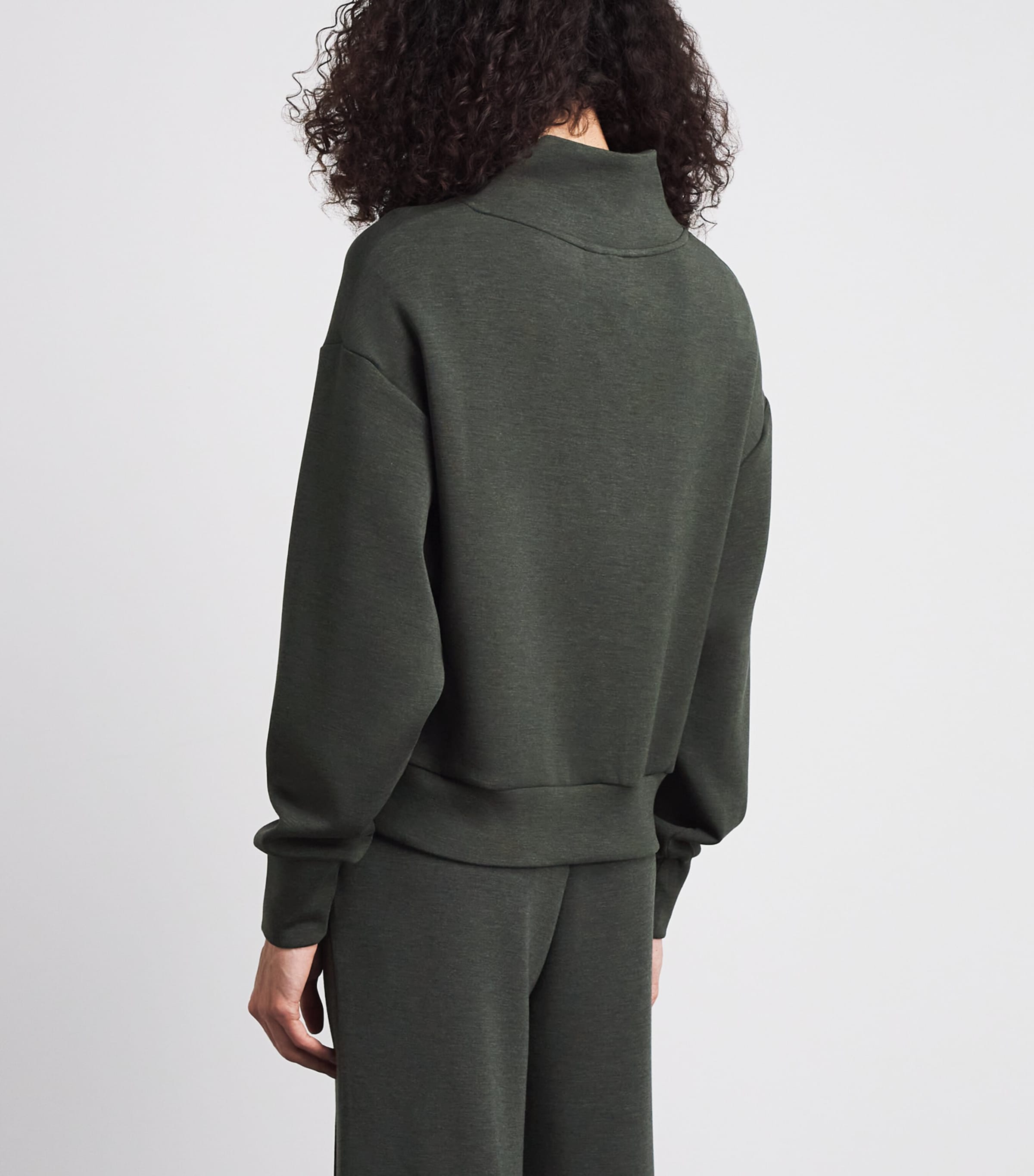 Varley Womens DoubleSoft Davidson Quarter-Zip Sweatshirt Olive Marl Image 5