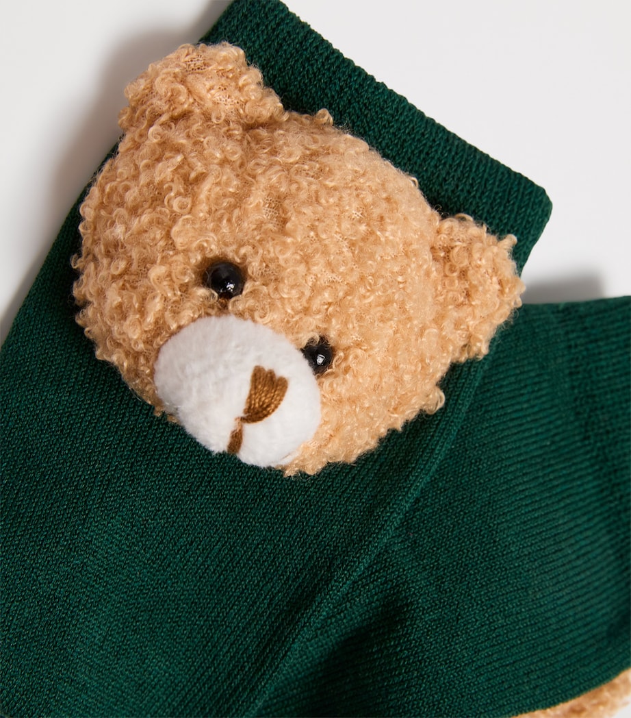 Fuzzy Bear Knee-High Socks 29 BOTTLE GREEN Image 2