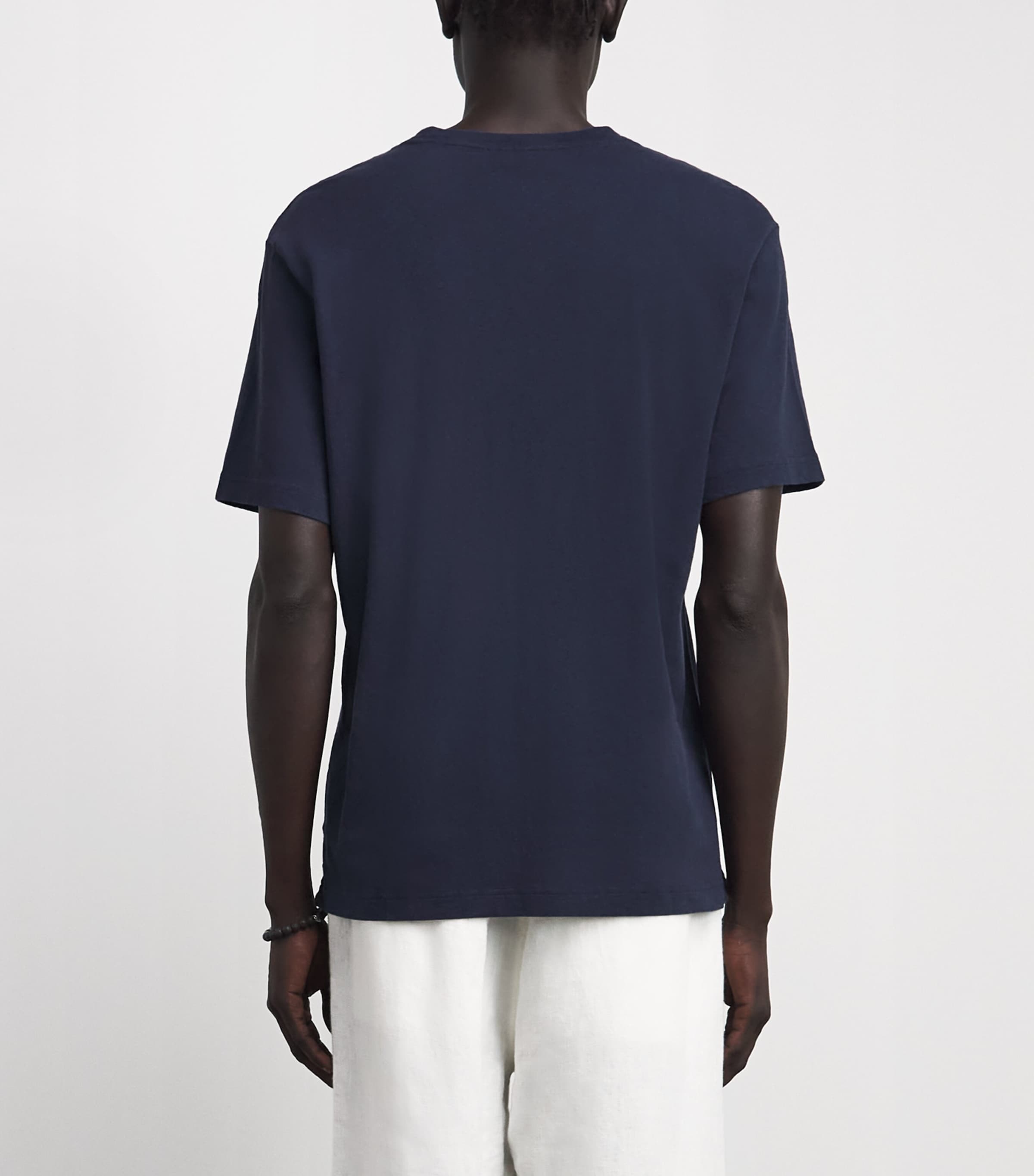 Frescobol Carioca Mens Cotton-Linen Dinis T-Shirt Midnight Blue Image 5