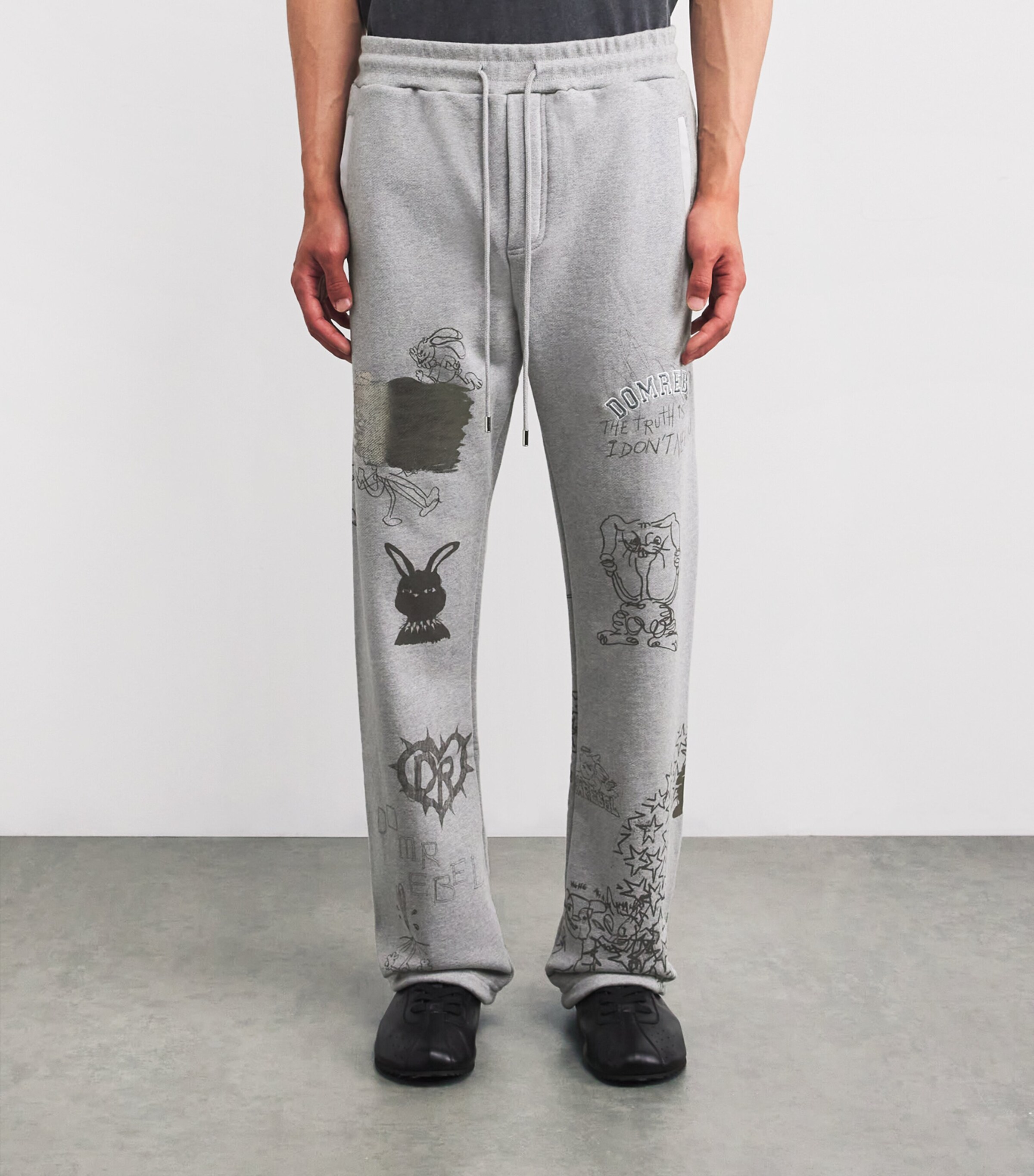 DOMREBEL Mens Cotton College Logo Sweatpants Heather Grey Image 3