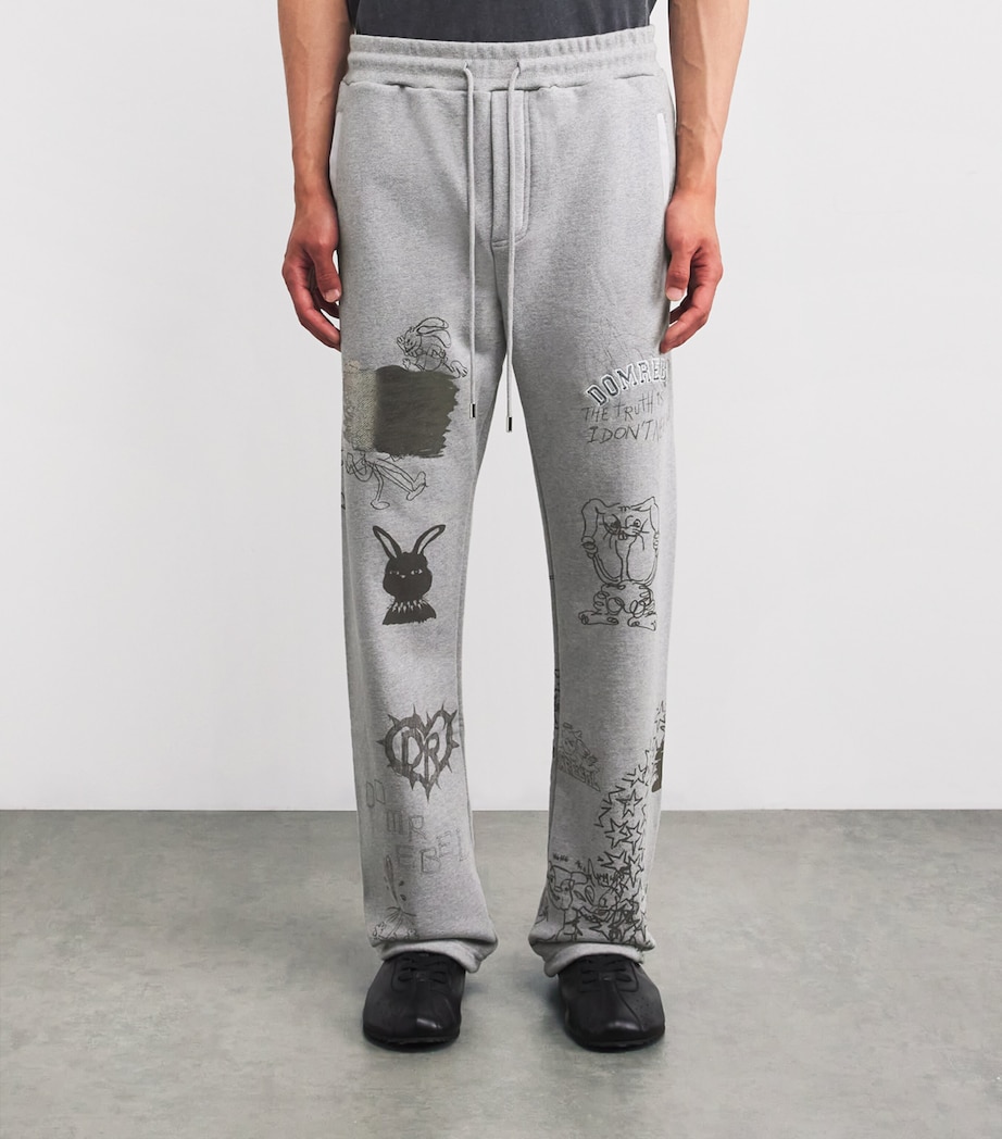 DOMREBEL Mens Cotton College Logo Sweatpants Heather Grey Image 3