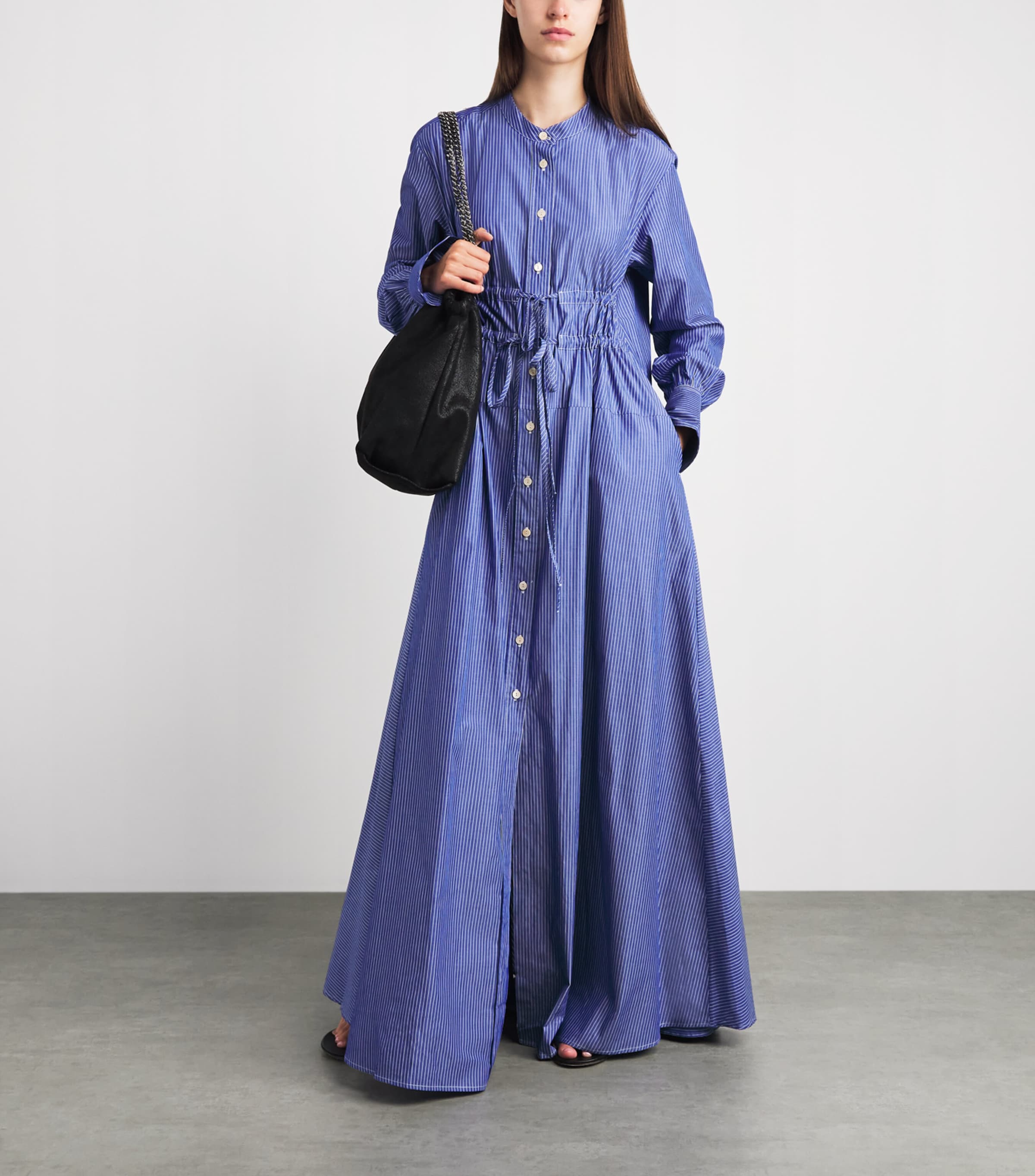 Palmer//Harding Womens Cotton Poplin Striped Clarity Maxi Dress Blu Blu Cttn Pn Strp Image 2