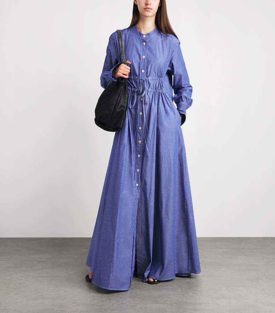 Palmer//Harding Womens Cotton Poplin Striped Clarity Maxi Dress Blu Blu Cttn Pn Strp Image 2