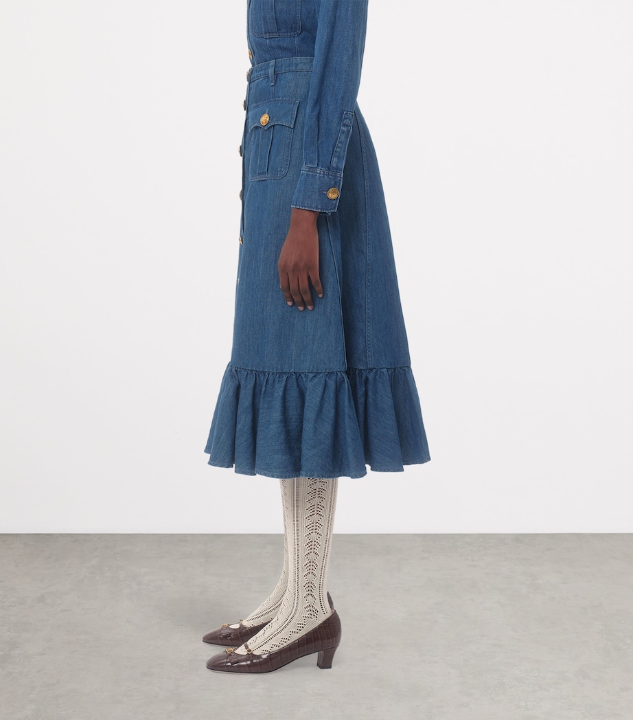 Denim Midi Skirt 558 Image 3