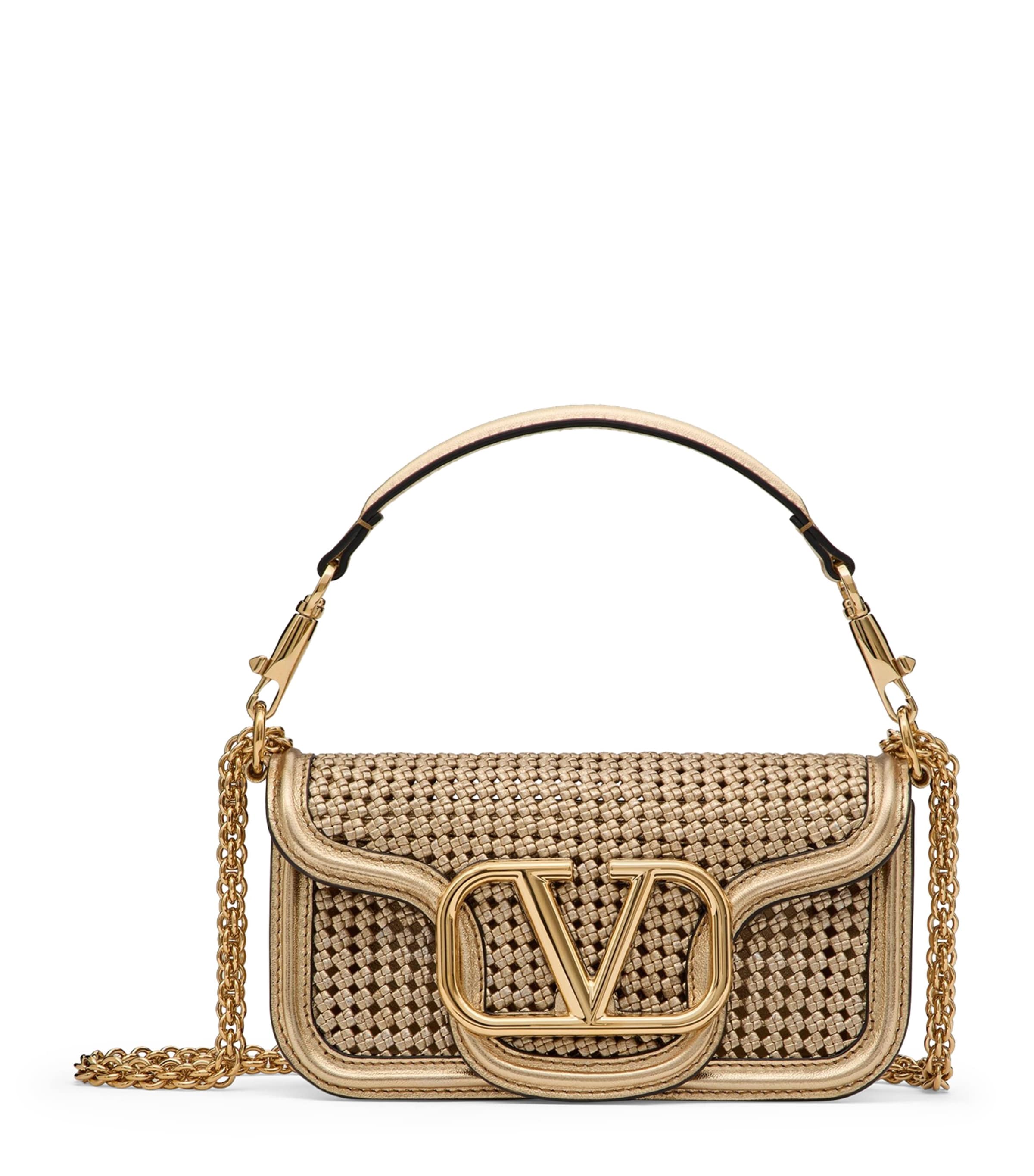 Shop Valentino Leather Loco Shoulder Bag In Gold