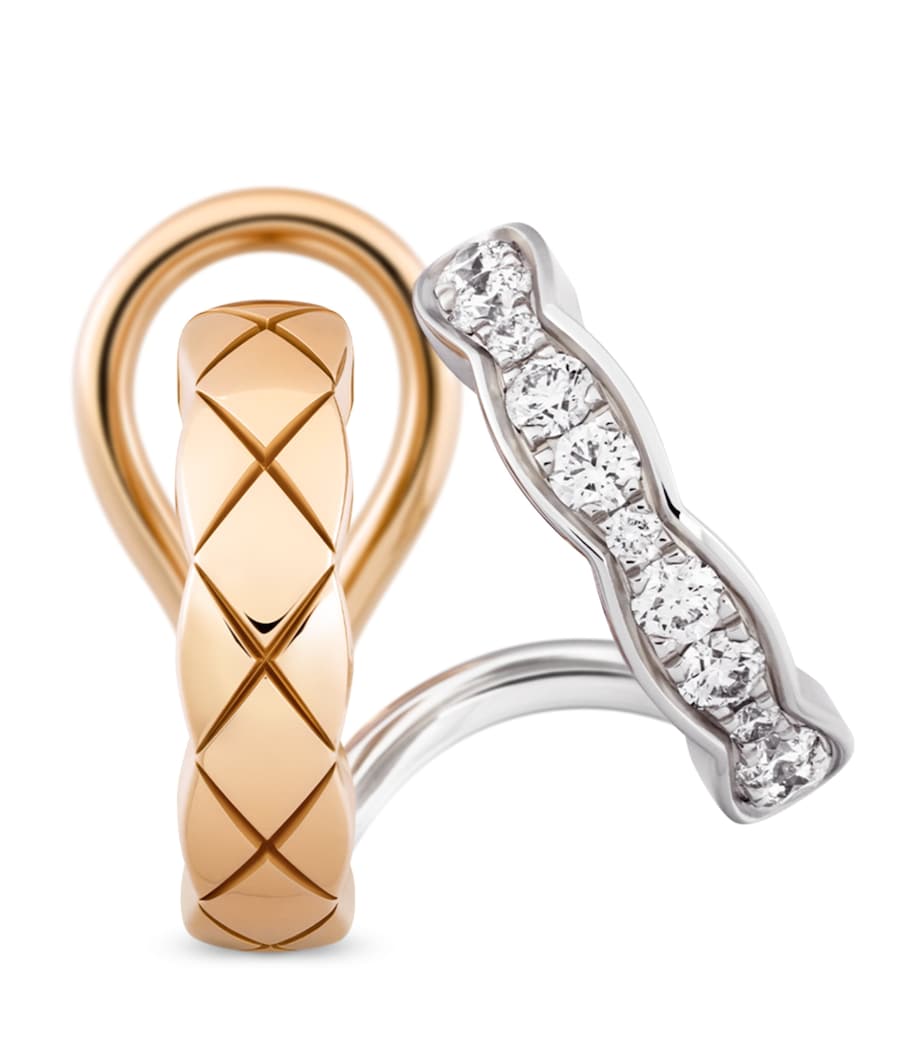 White Gold, Beige Gold and Diamond Coco Crush Single Clip Earring WHITE Image 1