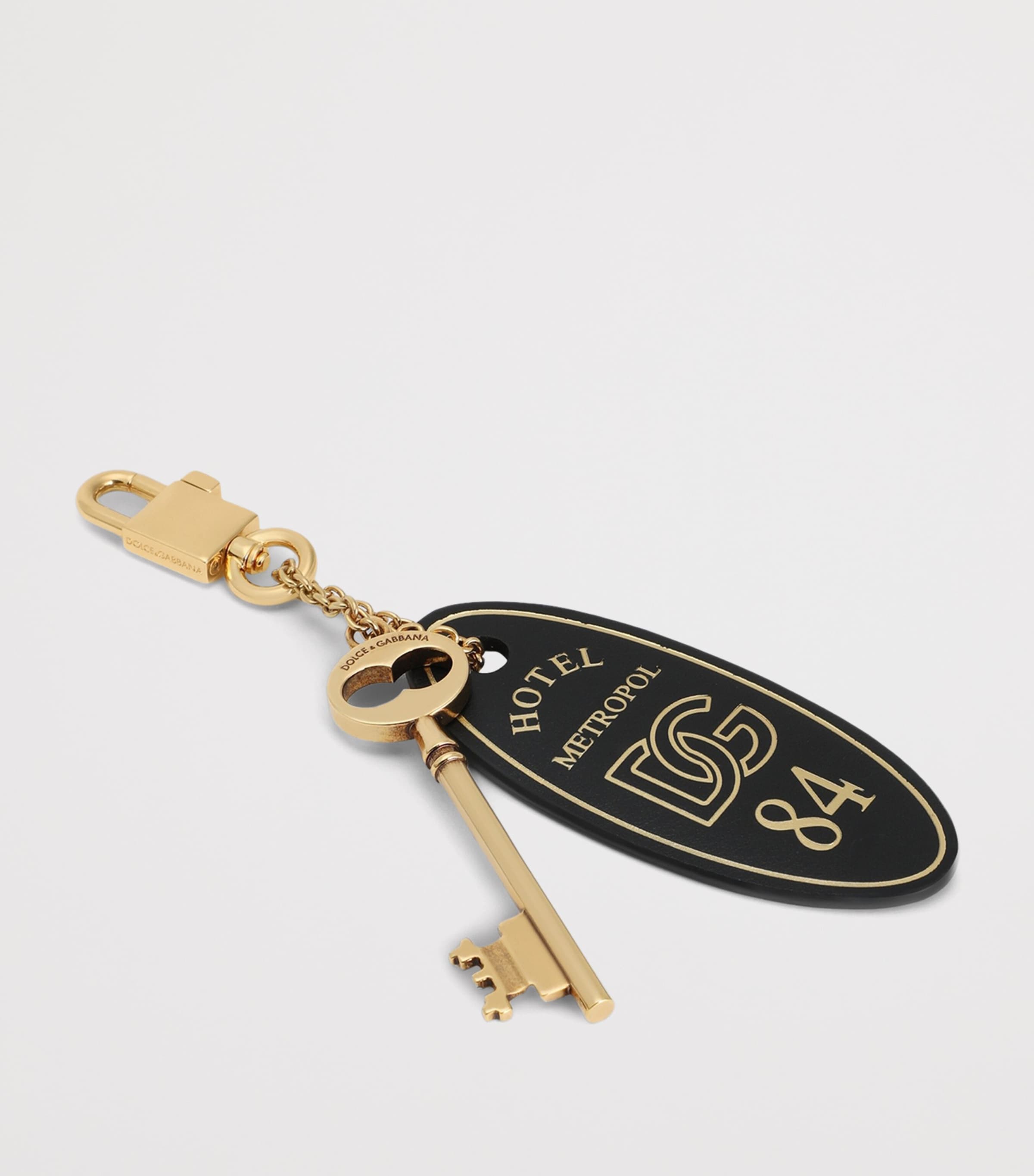 Dolce&Gabbana Leather Logo Keyring Black Image 2