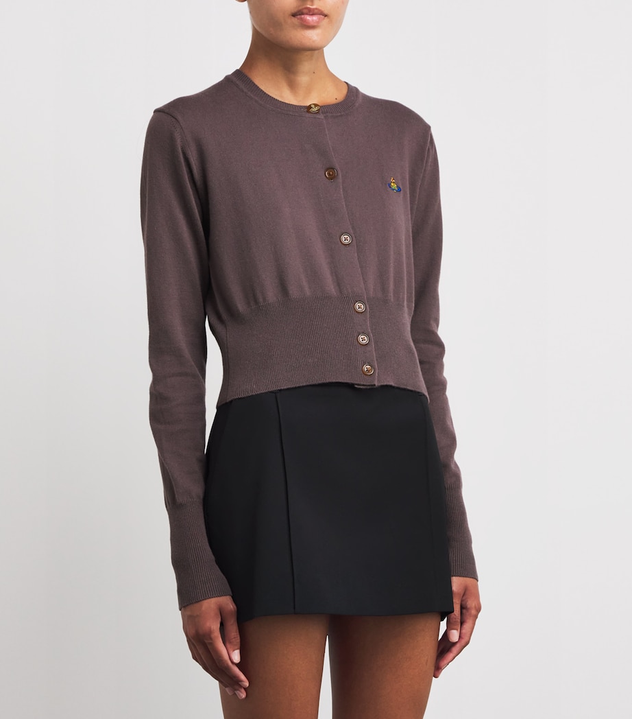 Cotton-Cashmere Bea Cropped Cardigan D408 TRUFFLE Image 3