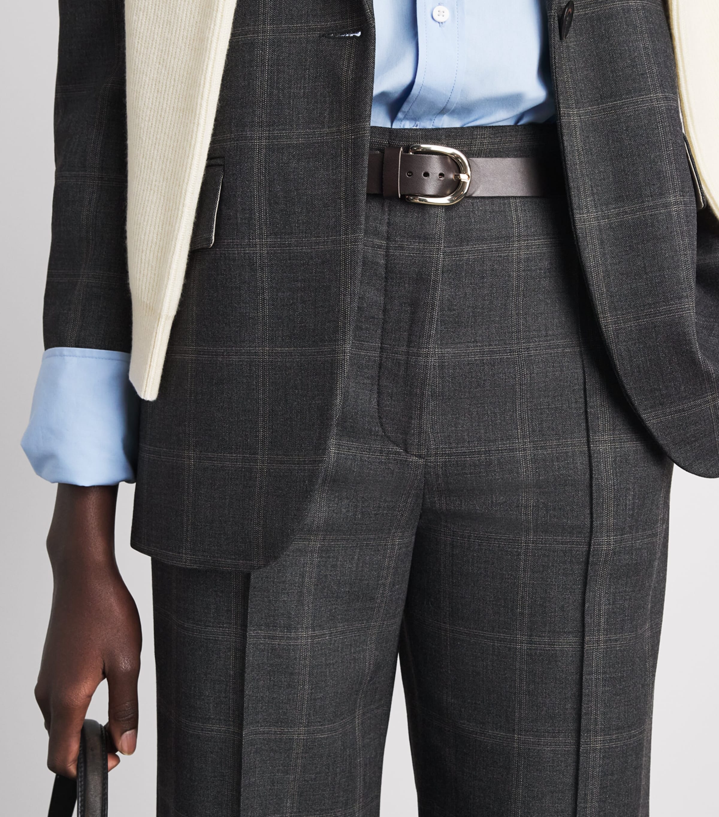 Sandro Paris Womens Check Trousers Grey Image 3